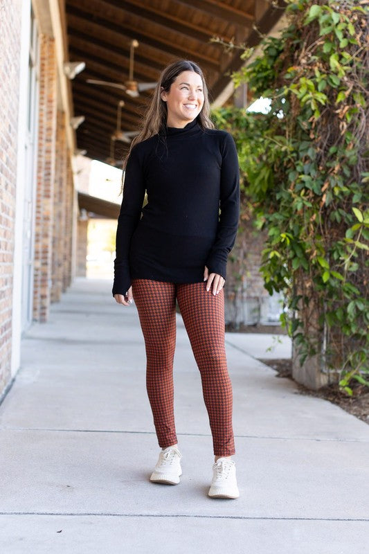 Fall Houndstooth Leggings w/ POCKETS