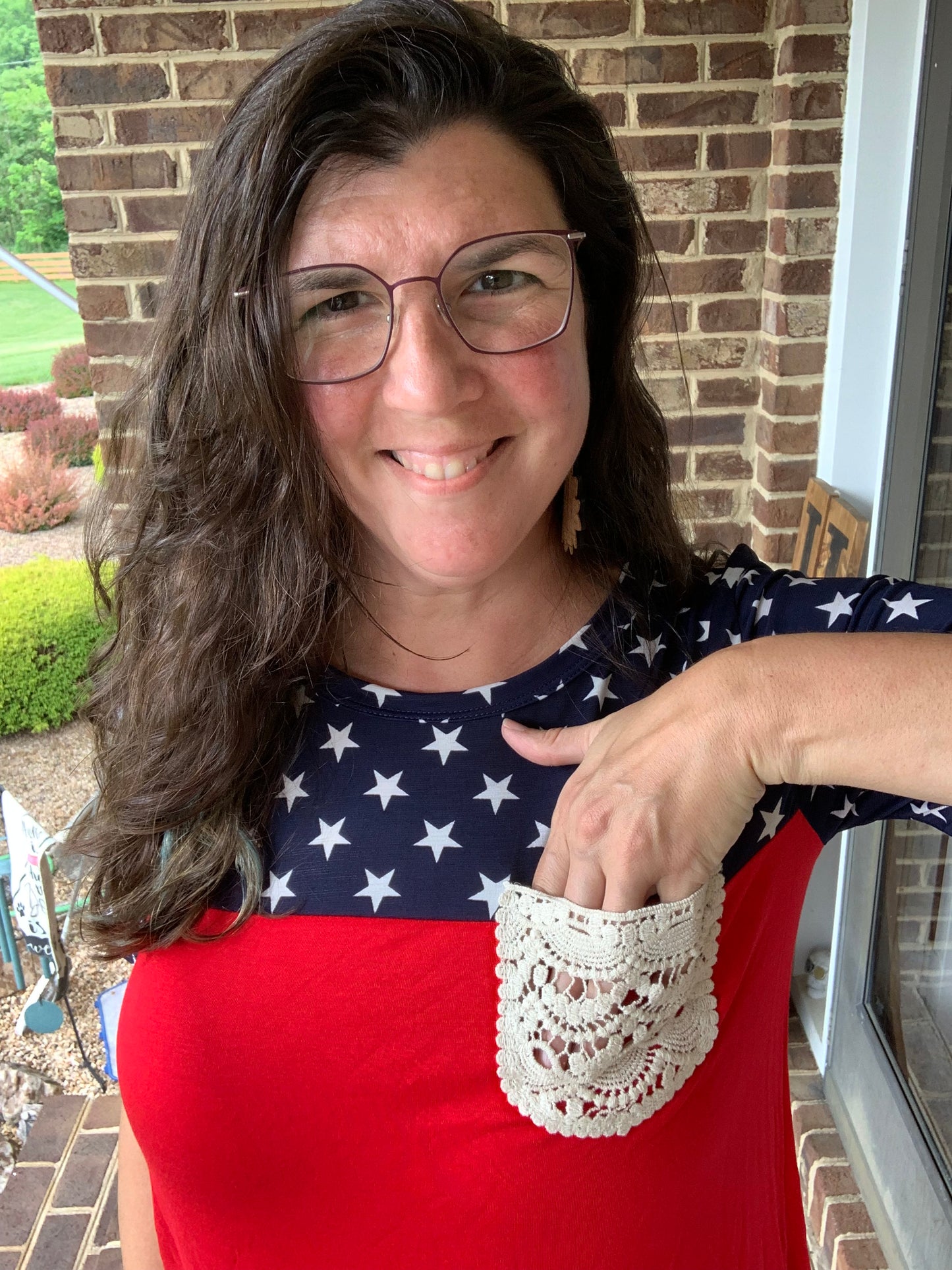 Americana Top w/ Lace Pockets