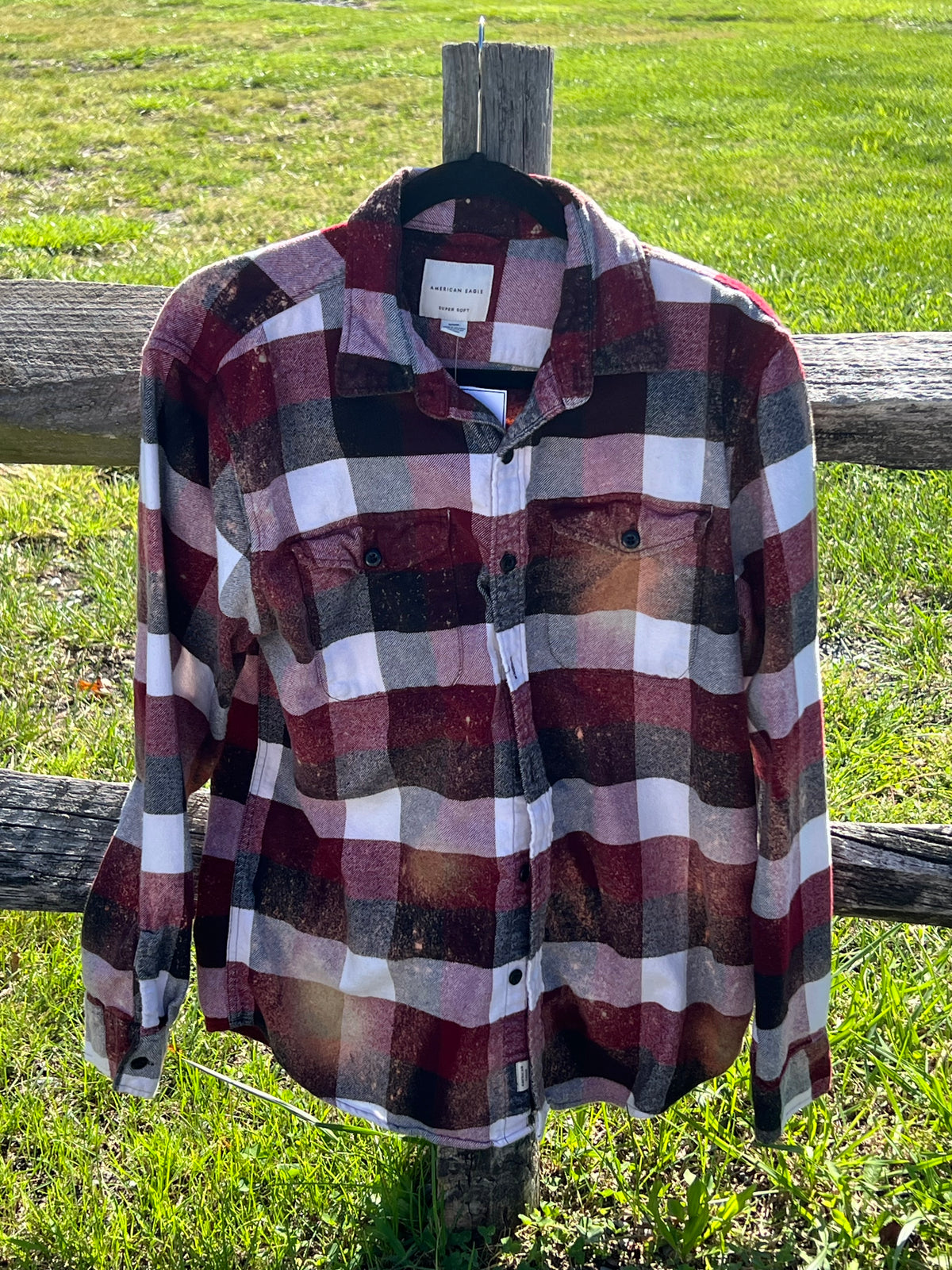 Upcycled Flannel - Hard to Handle Bleach Art - Men’s Medium UNISEX