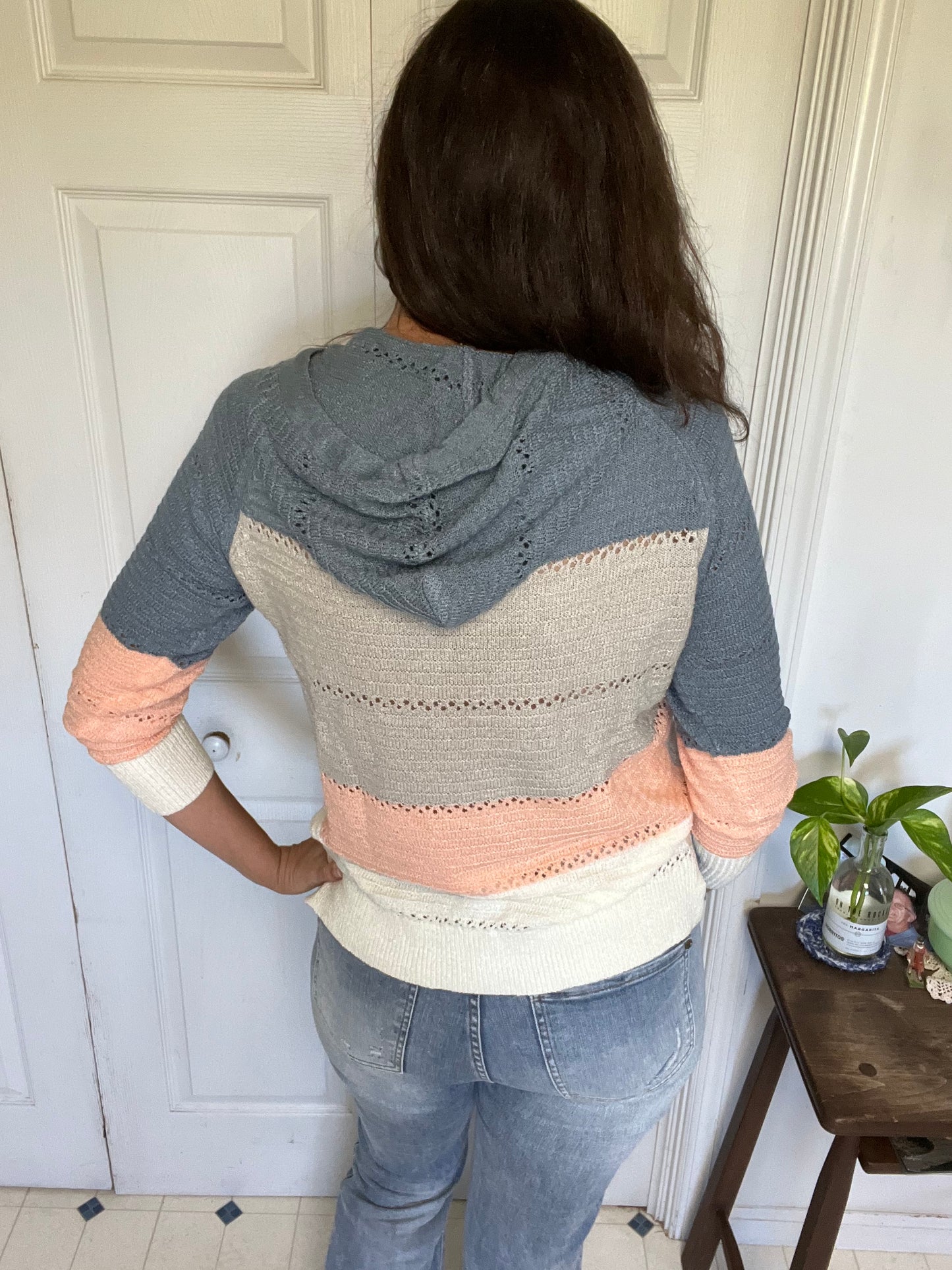 Crochet Color Block Hoodie