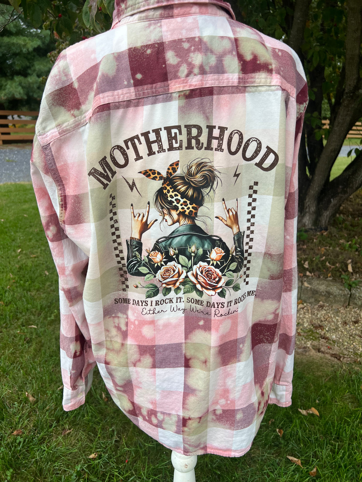 Upcycled Flannel - Motherhood Bleach Art