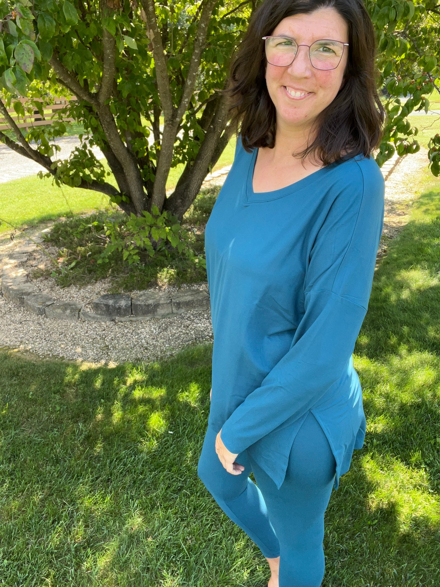 Zenana Dark Teal Top & Legging Set - Super Soft Microfiber