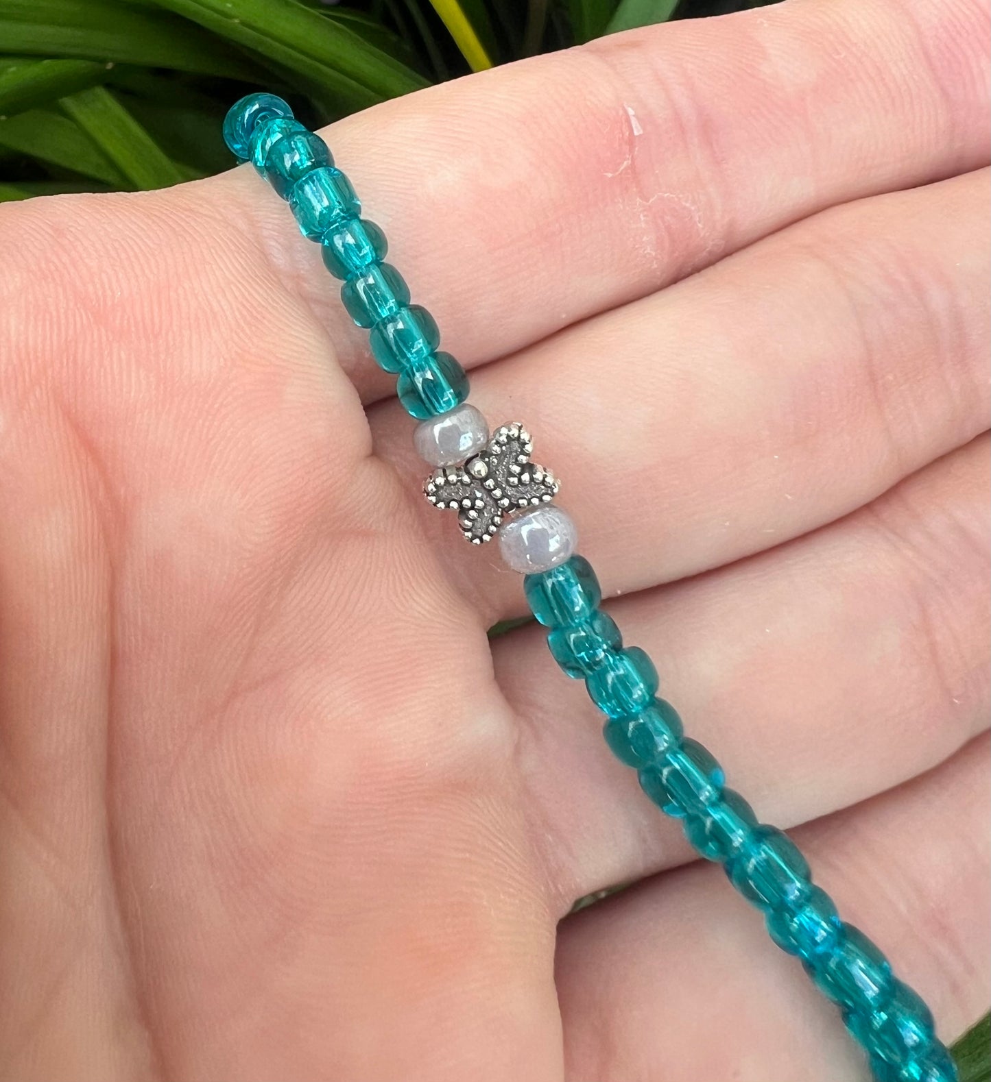 Handmade Teal Butterfly Anklet/Bracelet
