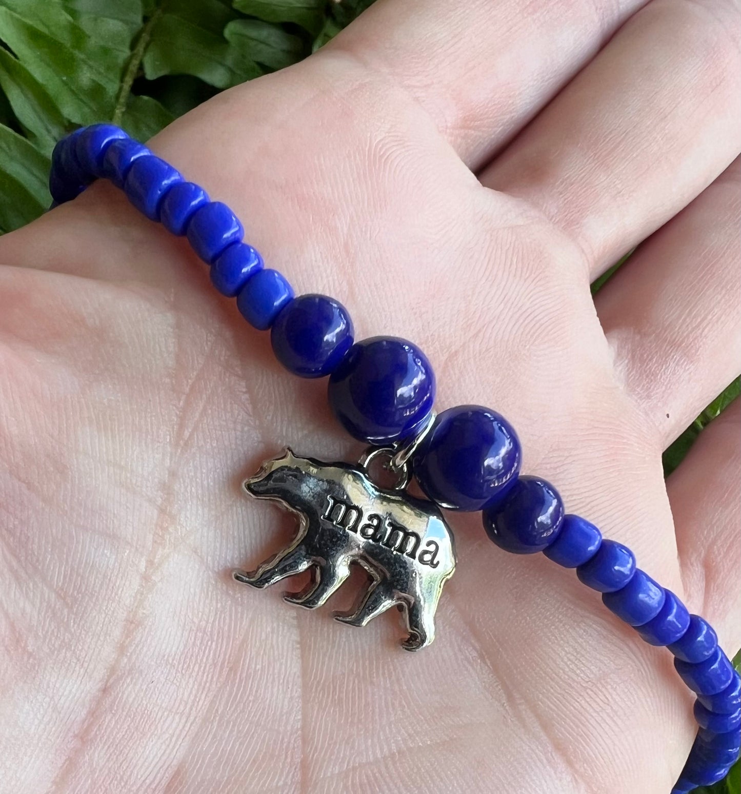 Handmade Blue Lovers Mama Bear Anklet/Bracelet - Large