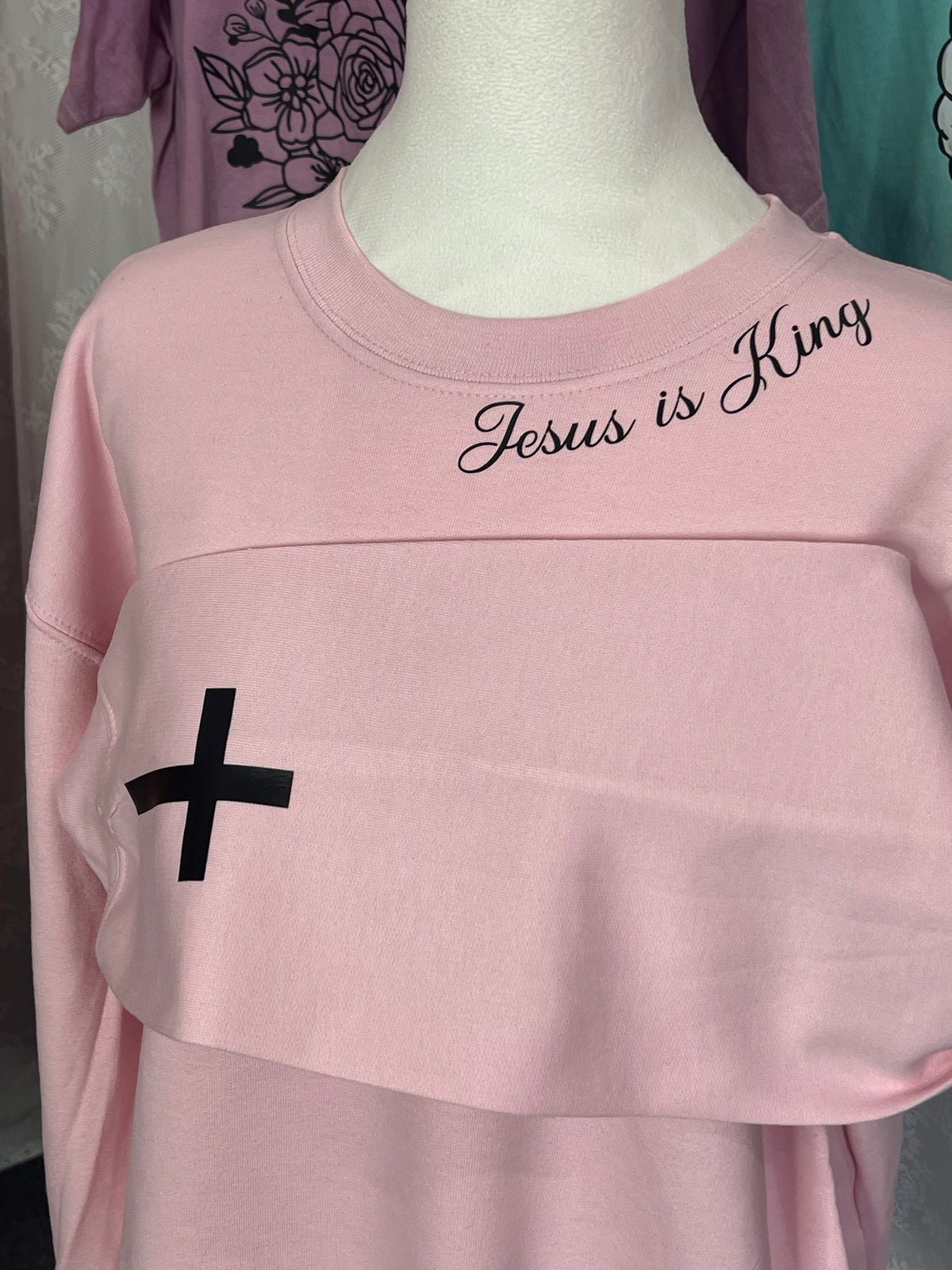 Jesus is King - Pink Sweatshirt - Medium