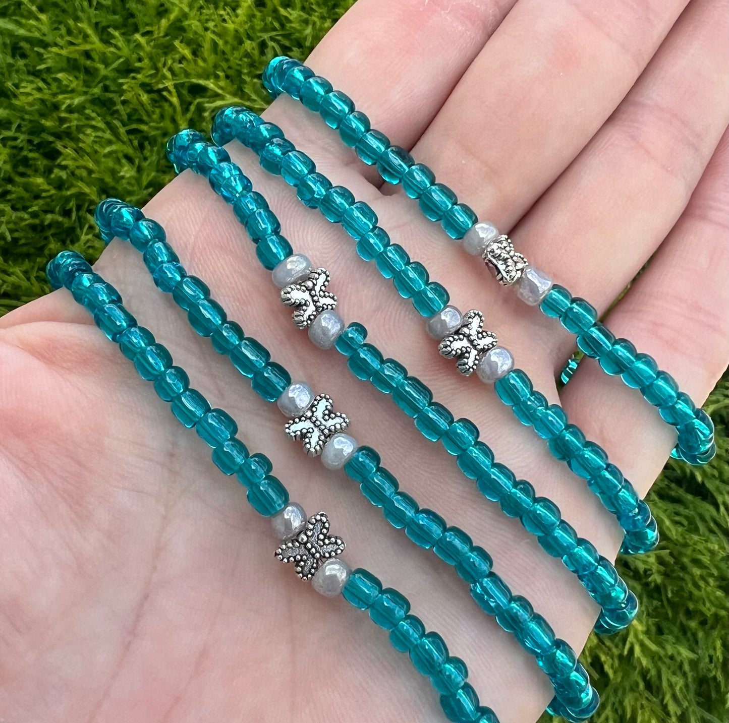 Handmade Teal Butterfly Anklet/Bracelet