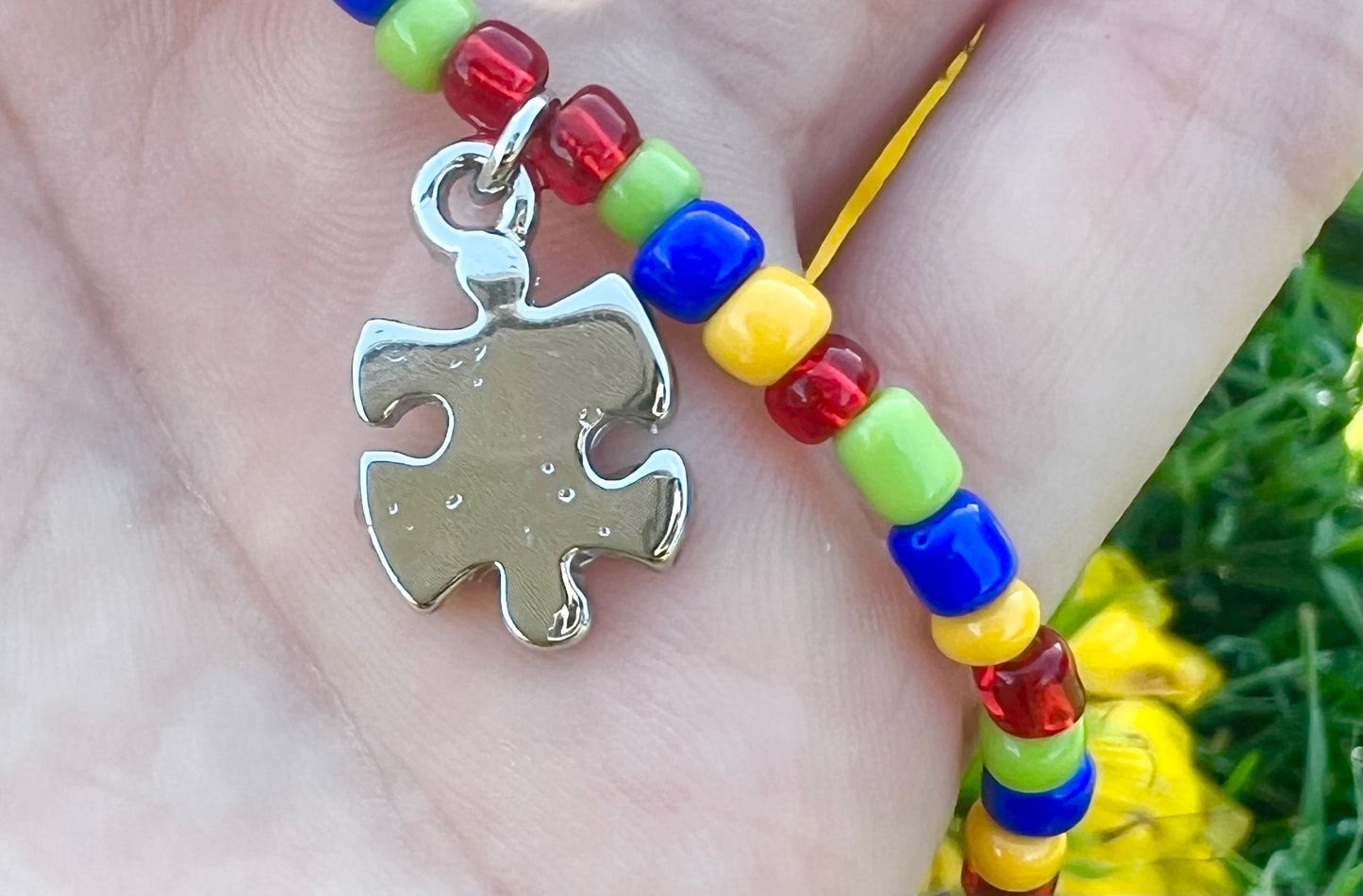 Handmade Autism Awareness Anklet - Large