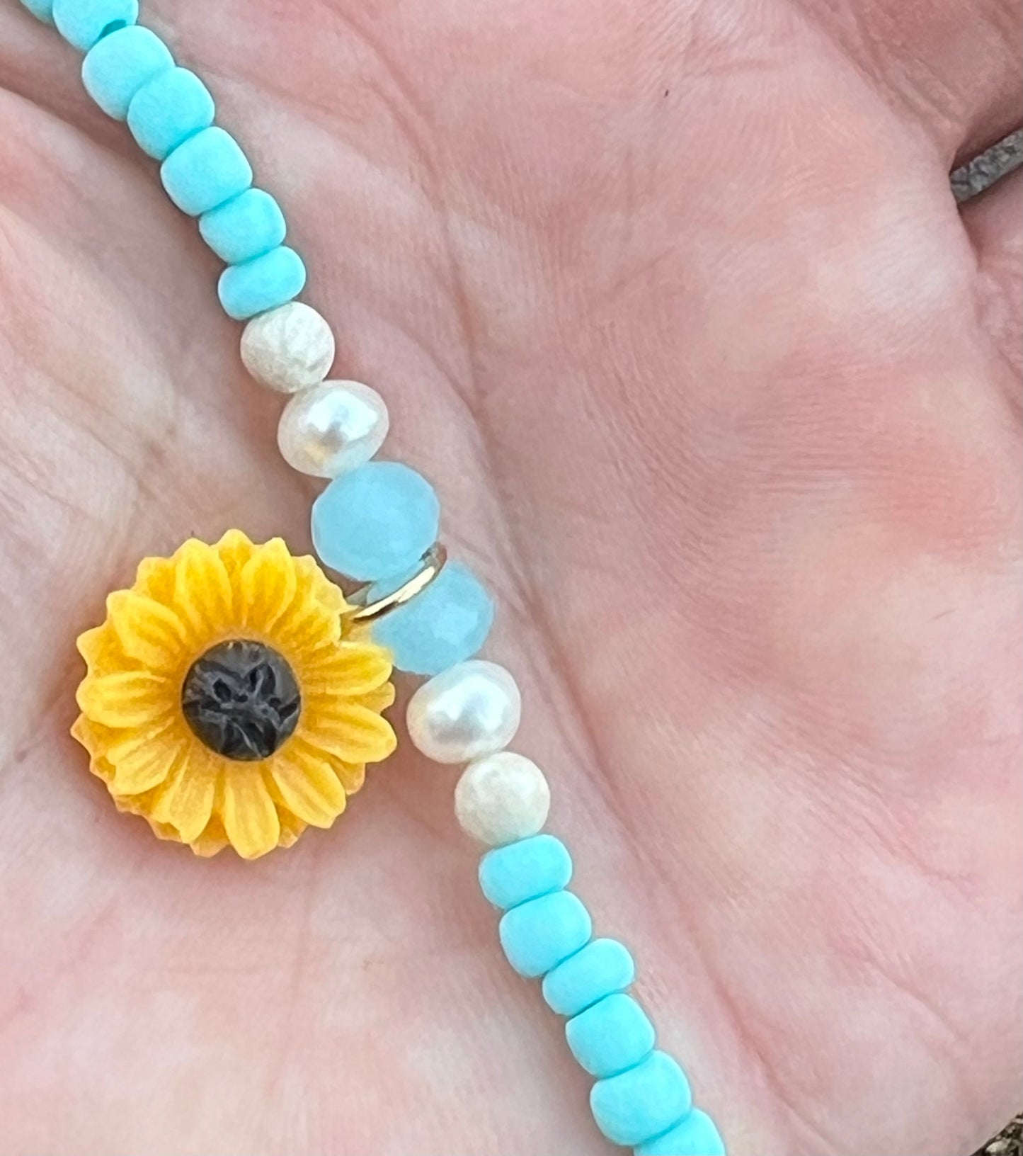 Handmade Sunflower Anklet - Medium