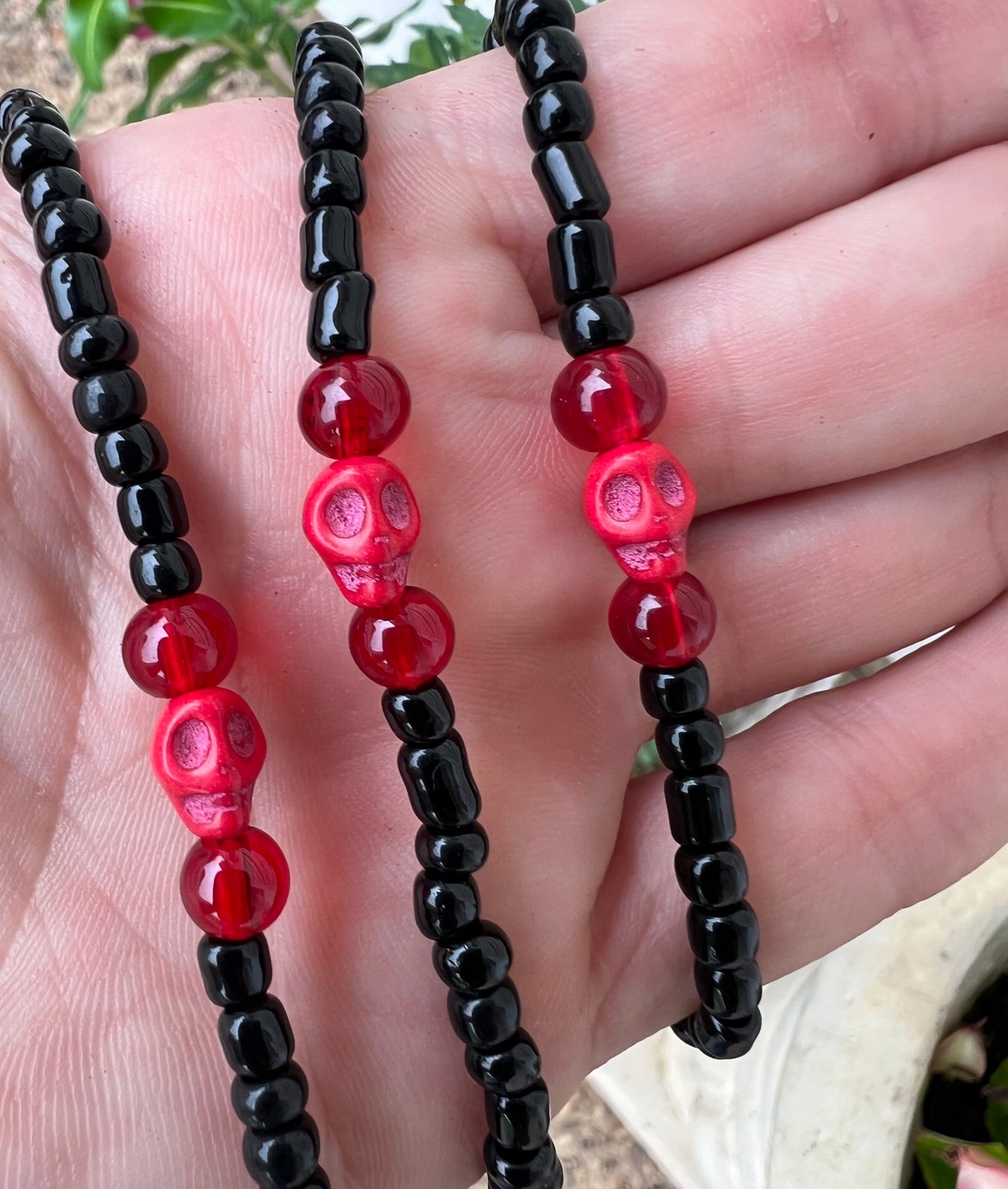 Handmade Red Halloween Skull Anklet/Bracelet