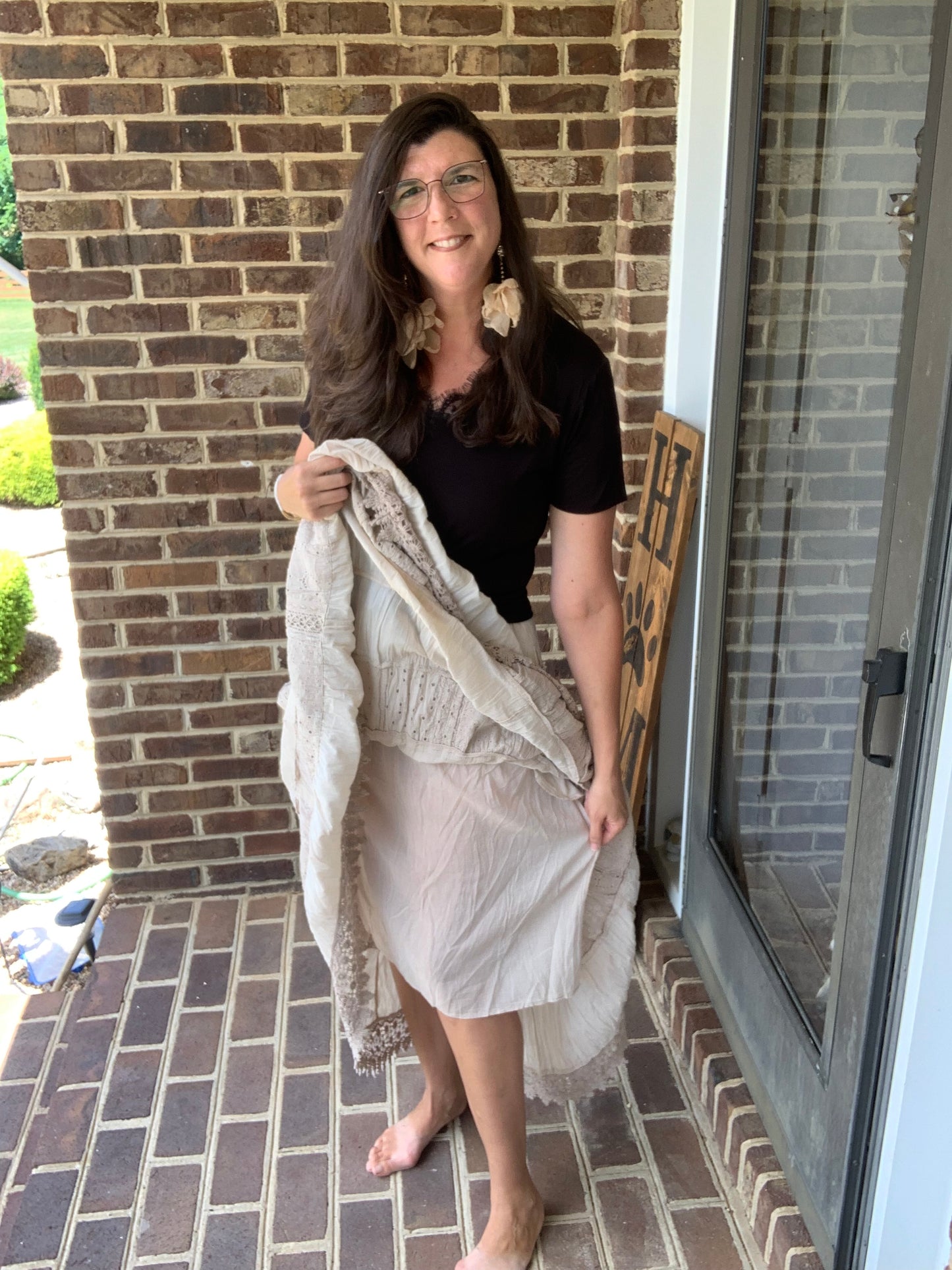 Oatmeal Laced Tiered Skirt