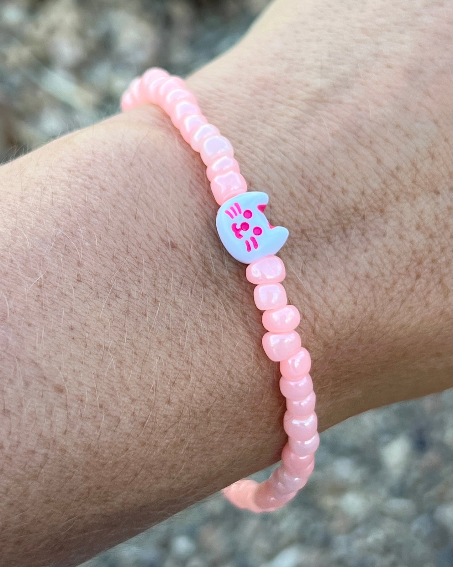 Handmade Kitty Cat Pink Anklet/Bracelet -Small