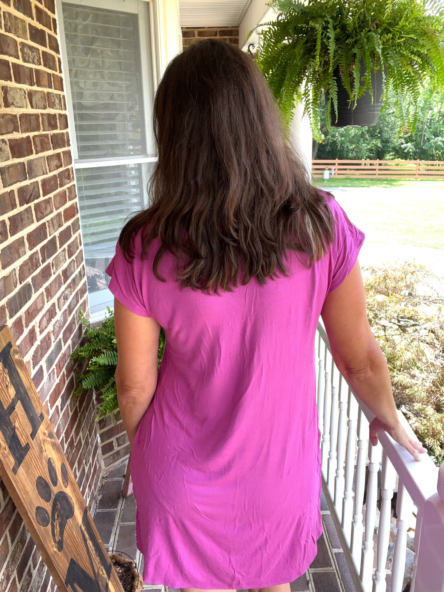 Damask Orchid & White Dress w/ POCKETS