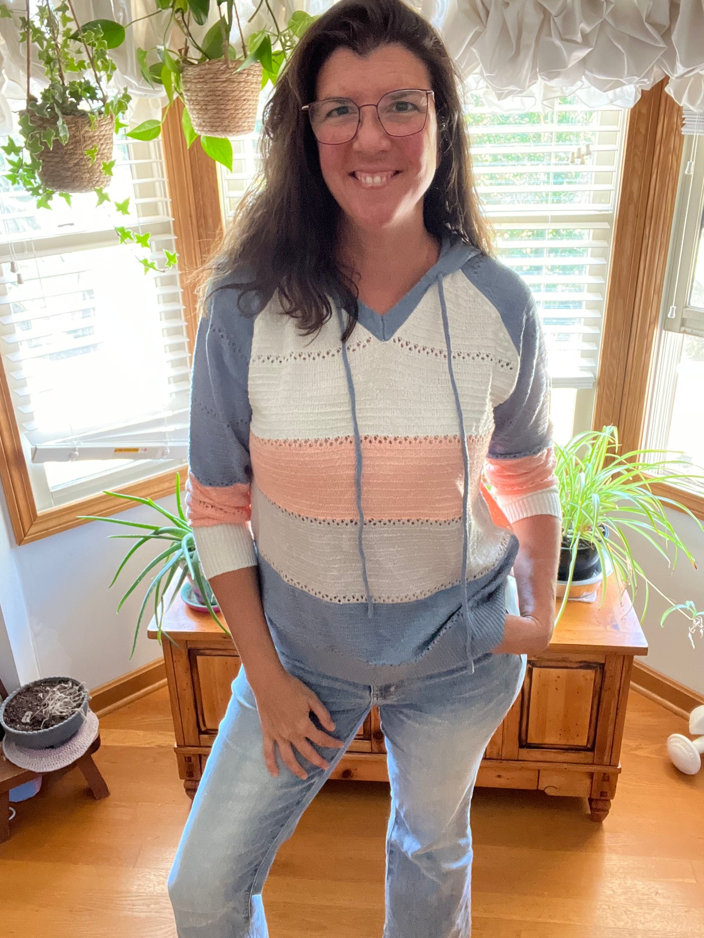 Crochet Color Block Hoodie