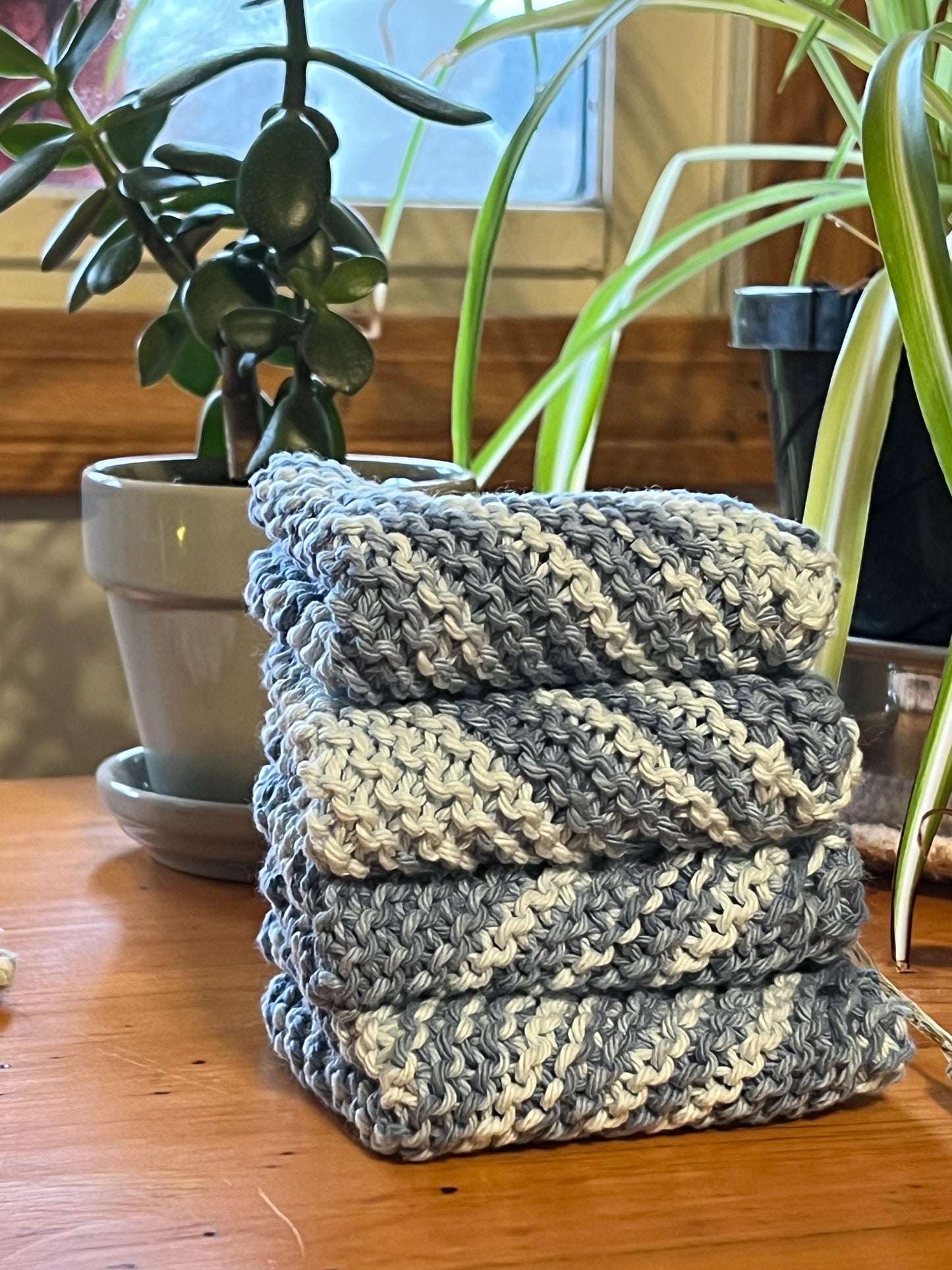 Blue on Blue 100% Cotton Hand Knit Dish Cloth