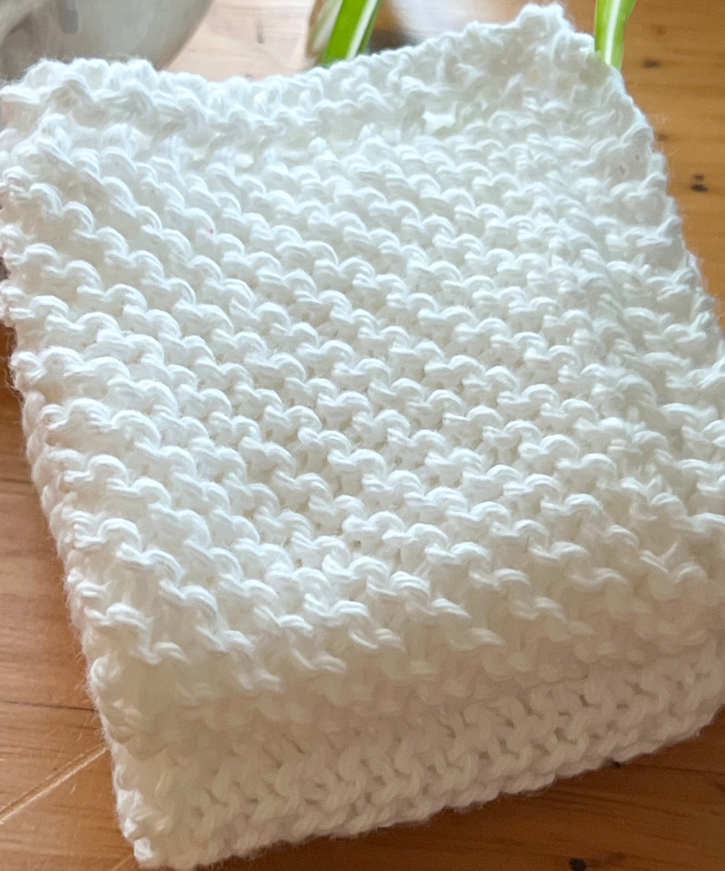 Pure White 100% Cotton Hand Knit Dish Cloth