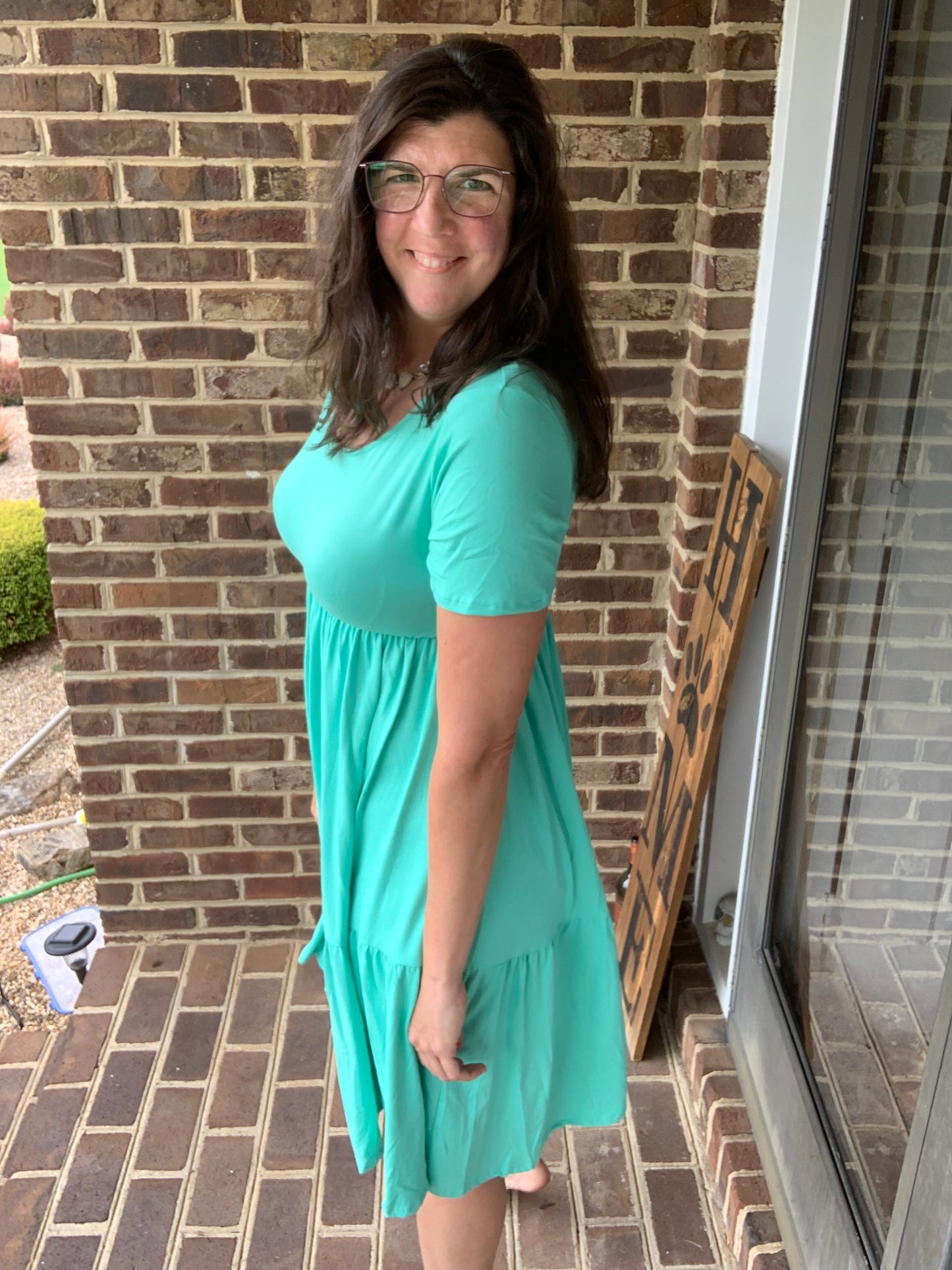 Mint Tiered Dress In Stock