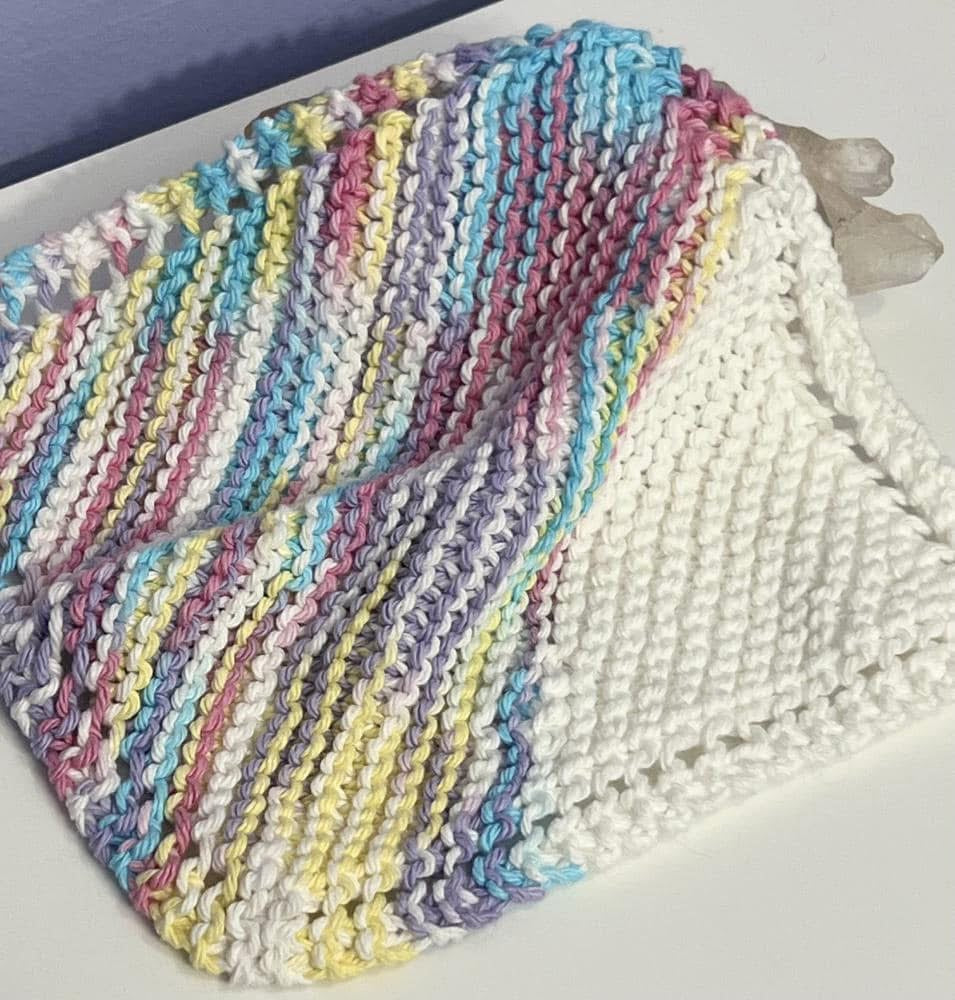 White Corner Spring Bouquet 100% Cotton Hand Knit Dish Cloth