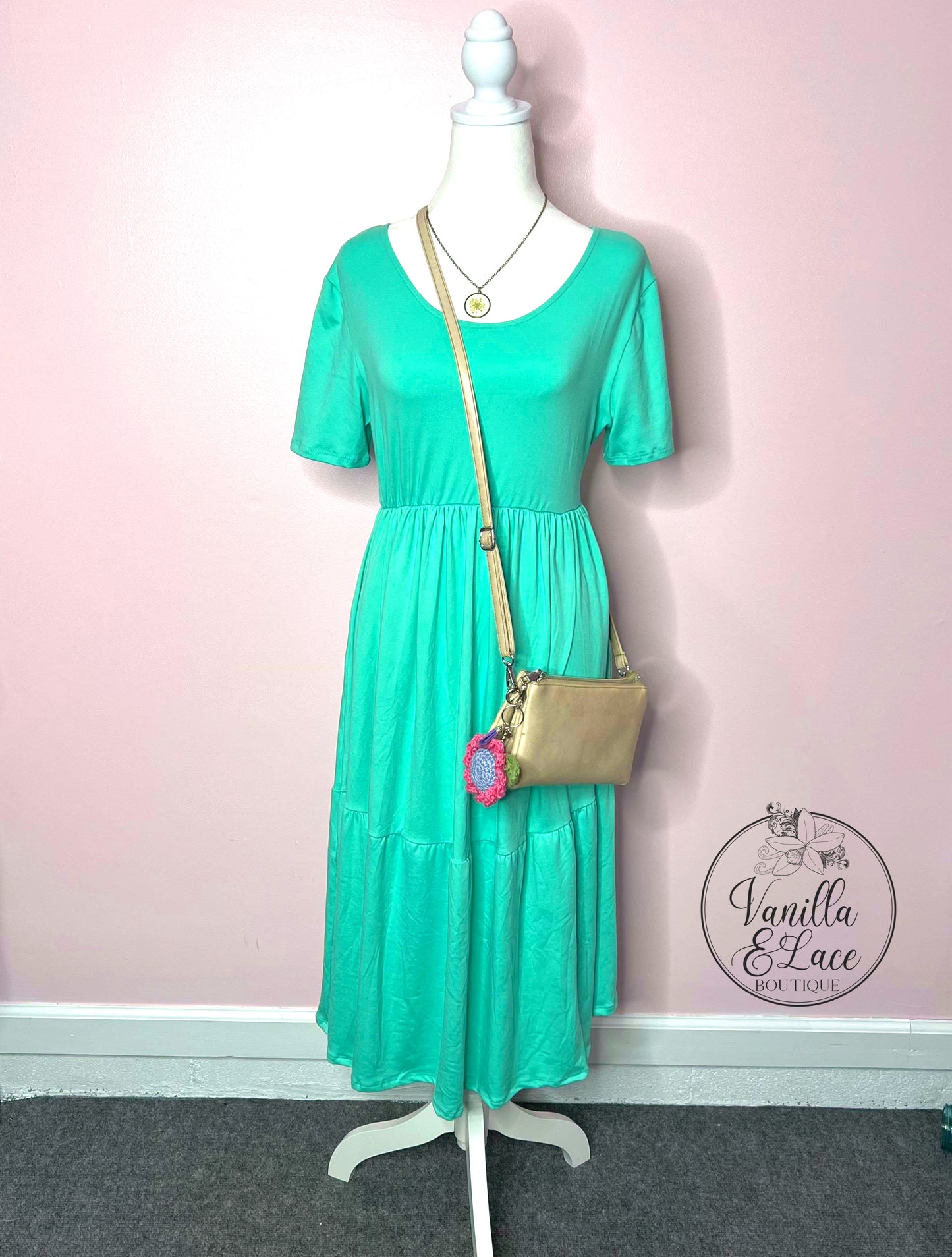 Mint Tiered Dress In Stock