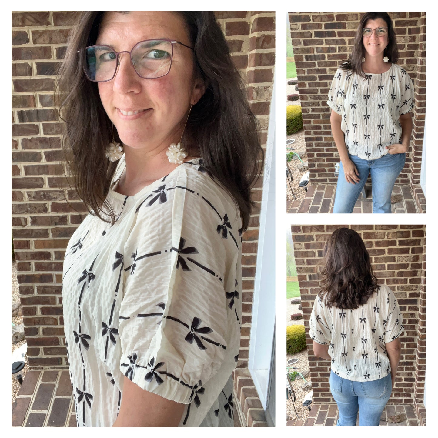 Crinkle Bow Printed Blouse