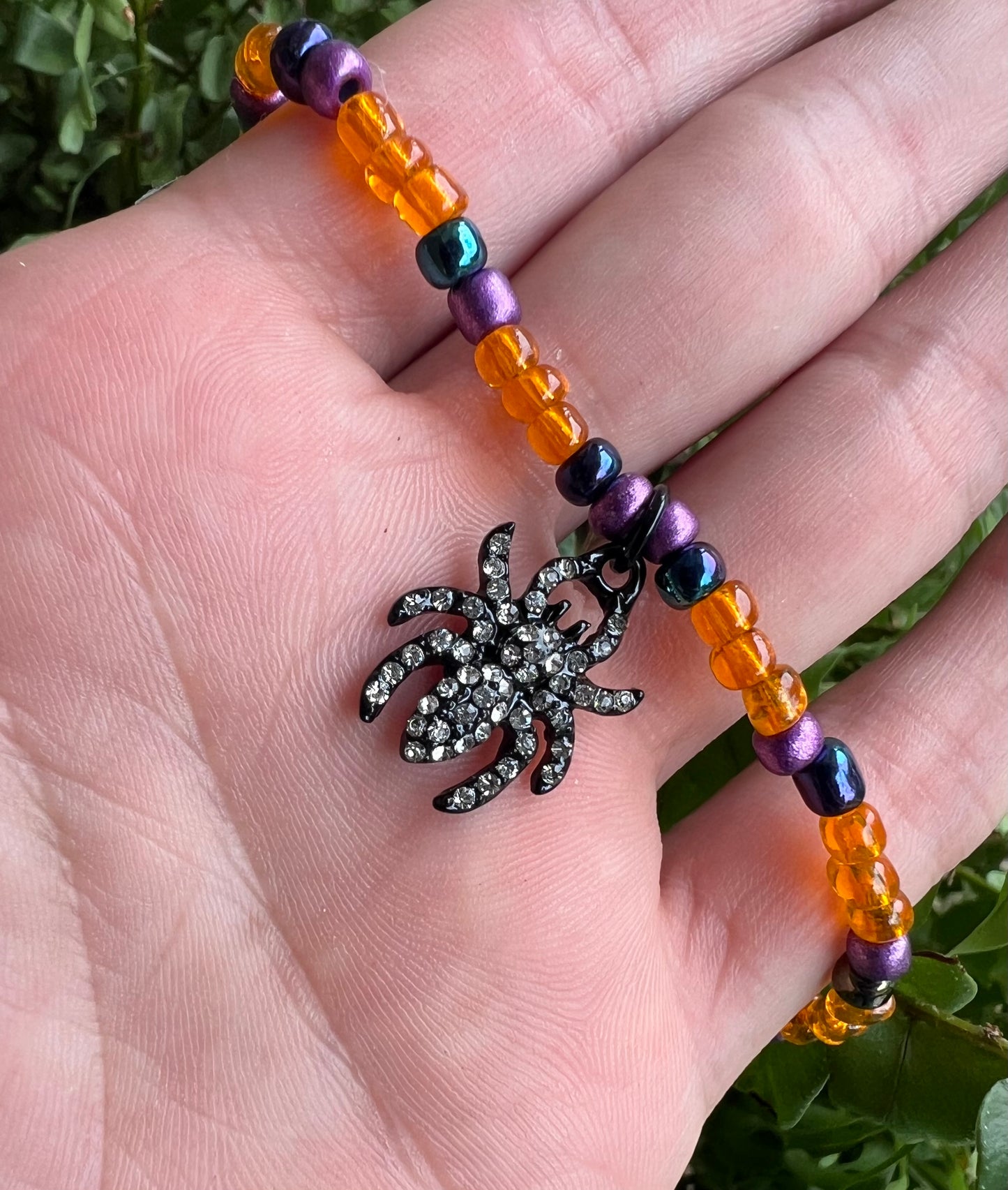 Handmade Rhinestone Spider Anklet - Medium - Cute for Halloween