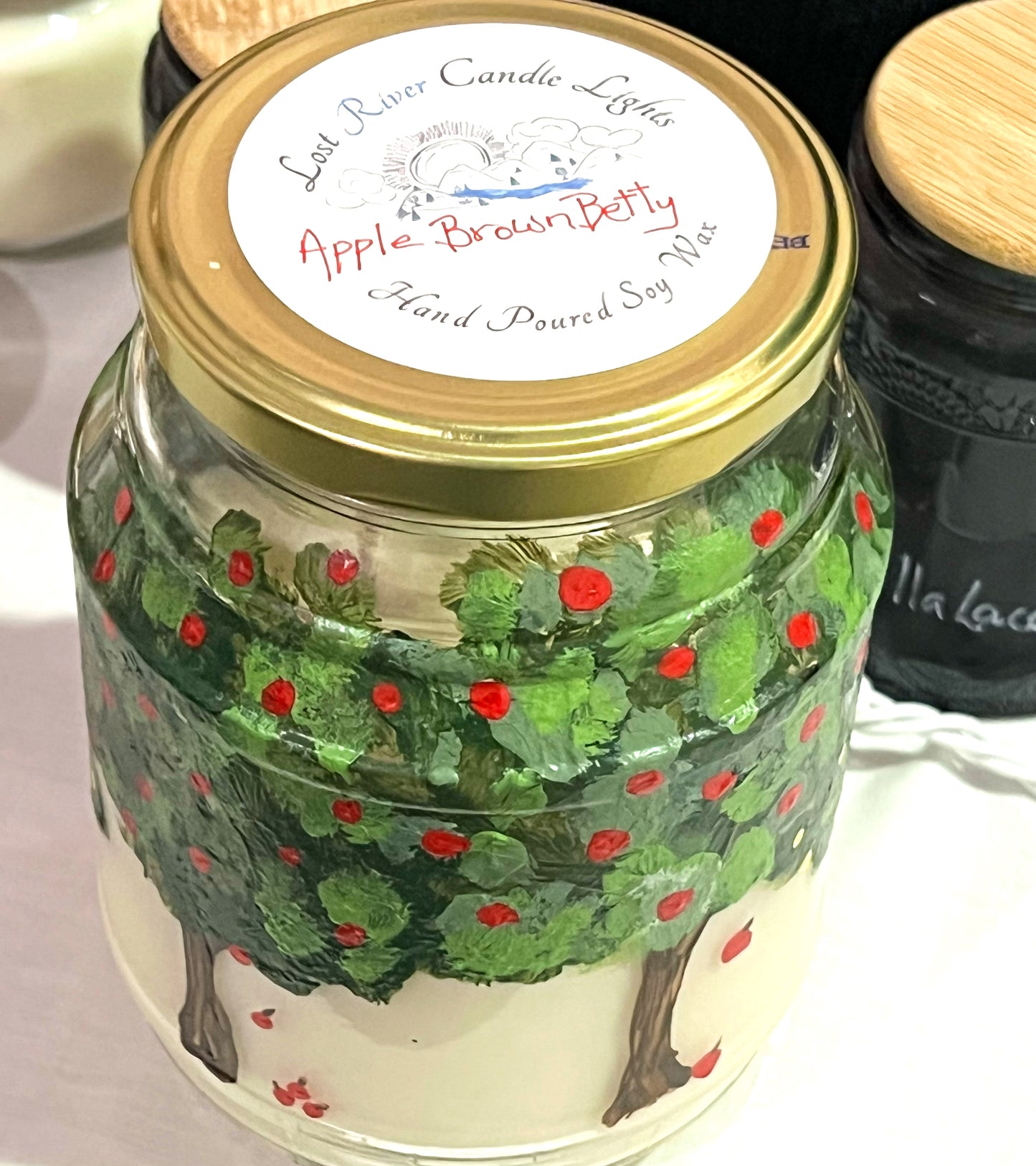 Apple Brown Betty Soy Candle in Hand Painted Jar