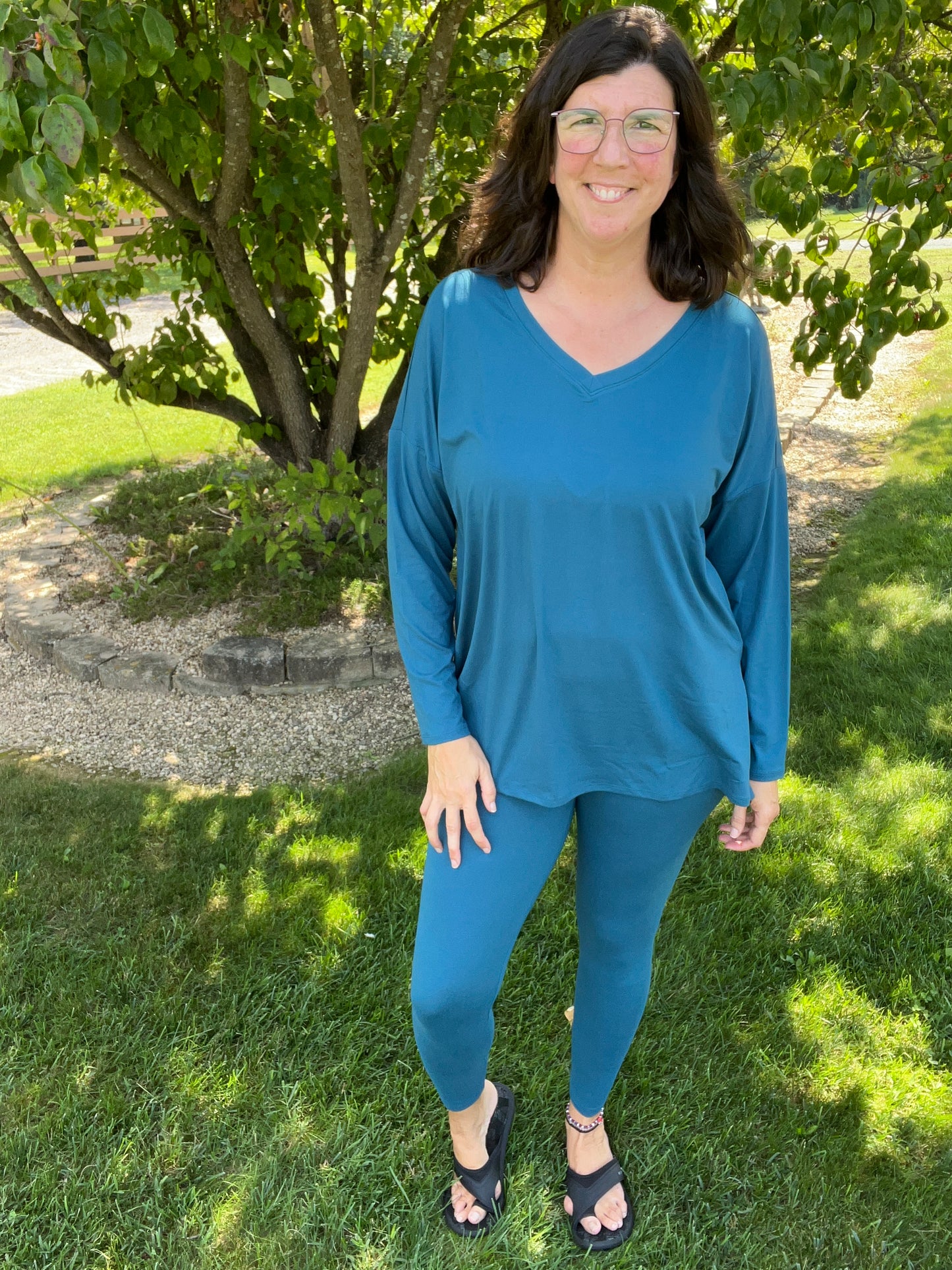 Zenana Dark Teal Top & Legging Set - Super Soft Microfiber