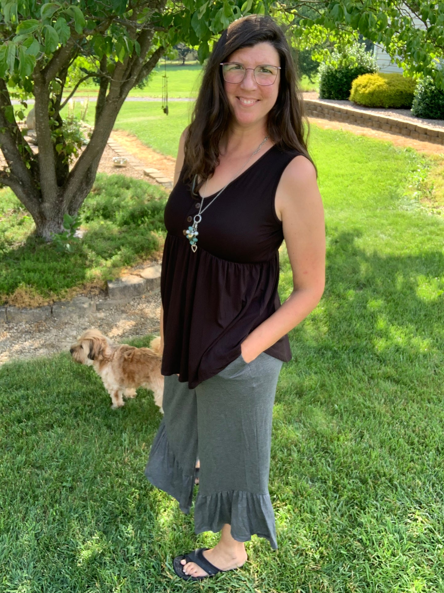 Charcoal Grey Ruffle Pants w/ POCKETS