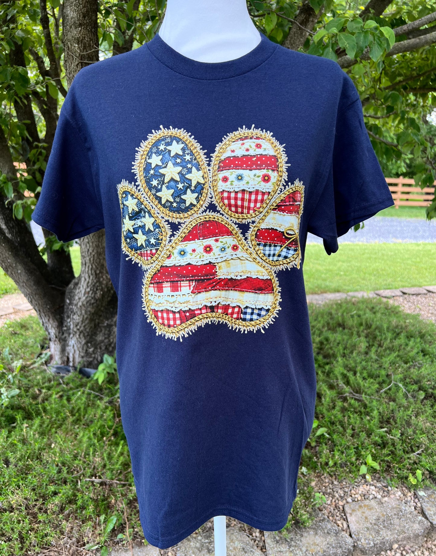 Americana Patchwork Paw Print T-Shirt