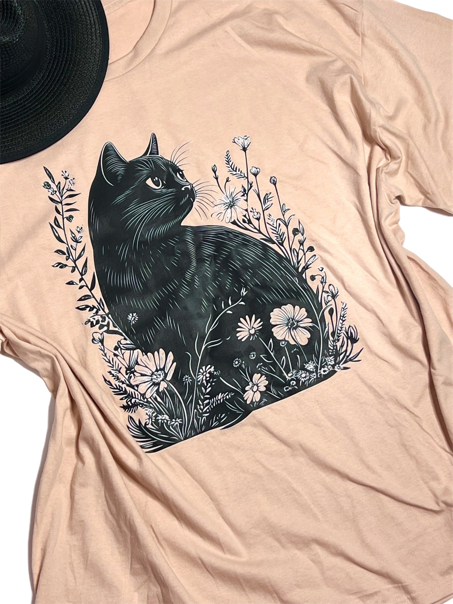 Black Cat Peach T-Shirt