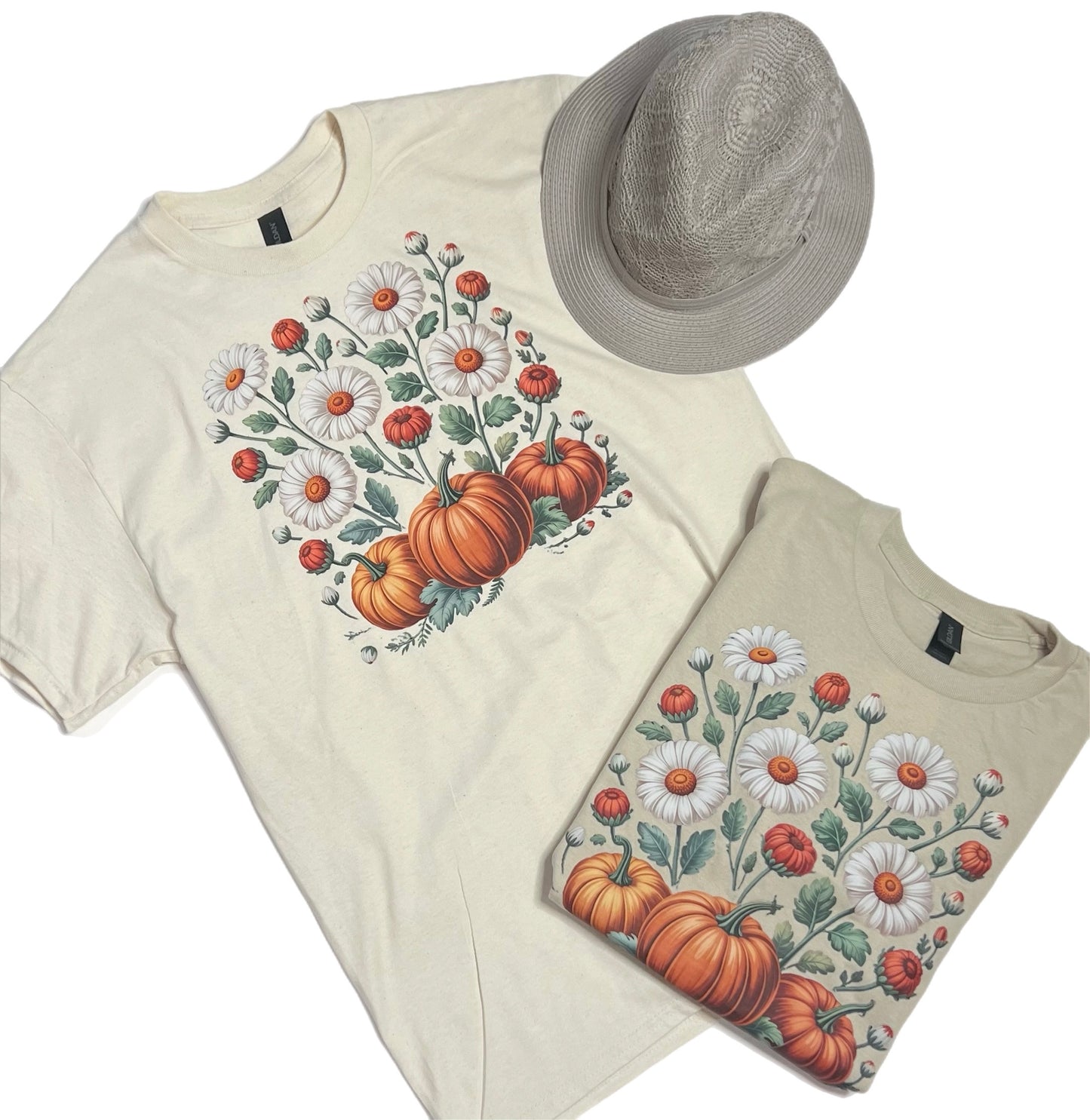 Pumpkins & Wild Daisies Handmade T-Shirt