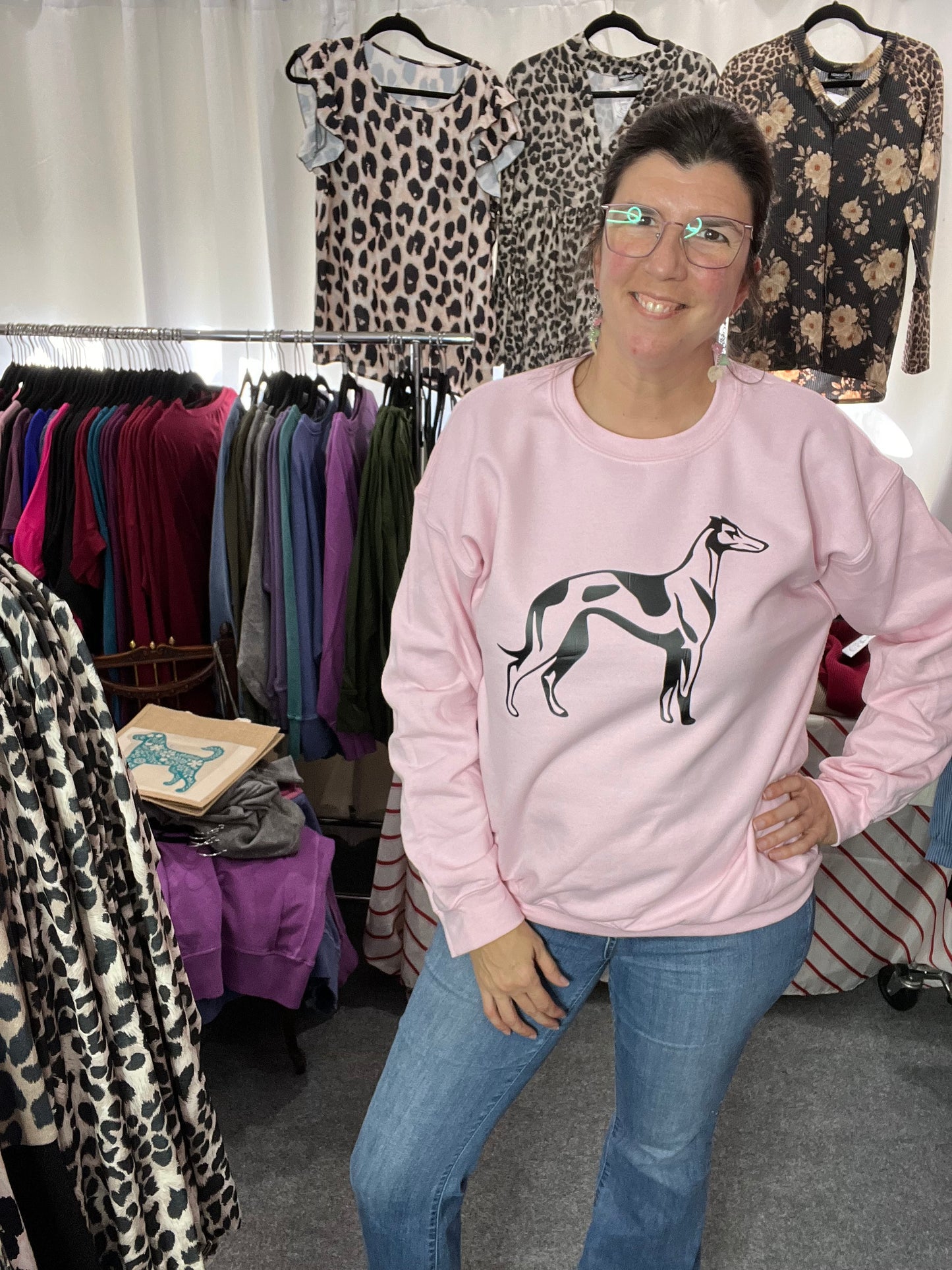 Pink Greyhound Lovers Sweatshirt