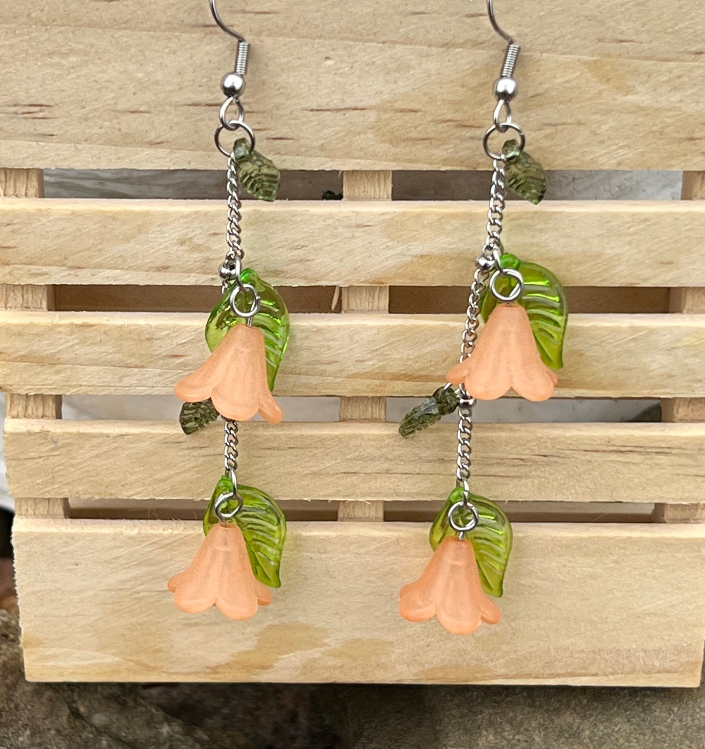 Peach Floral Earrings