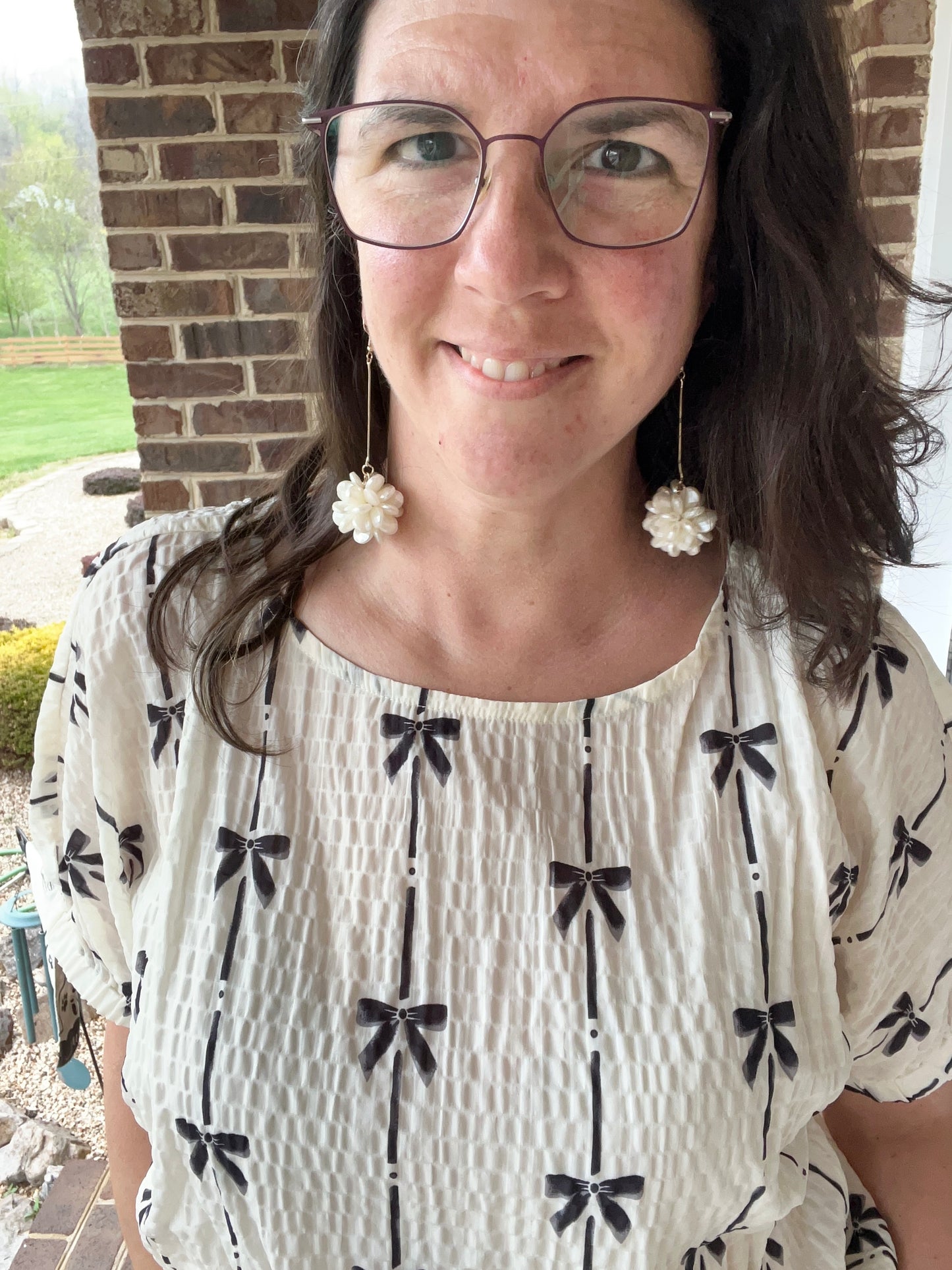 Crinkle Bow Printed Blouse