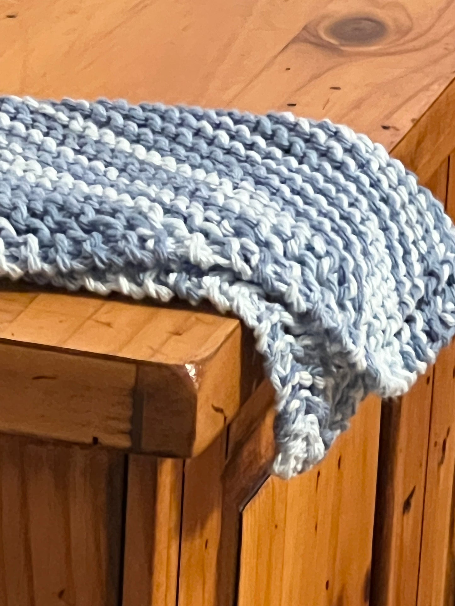 Blue on Blue 100% Cotton Hand Knit Dish Cloth