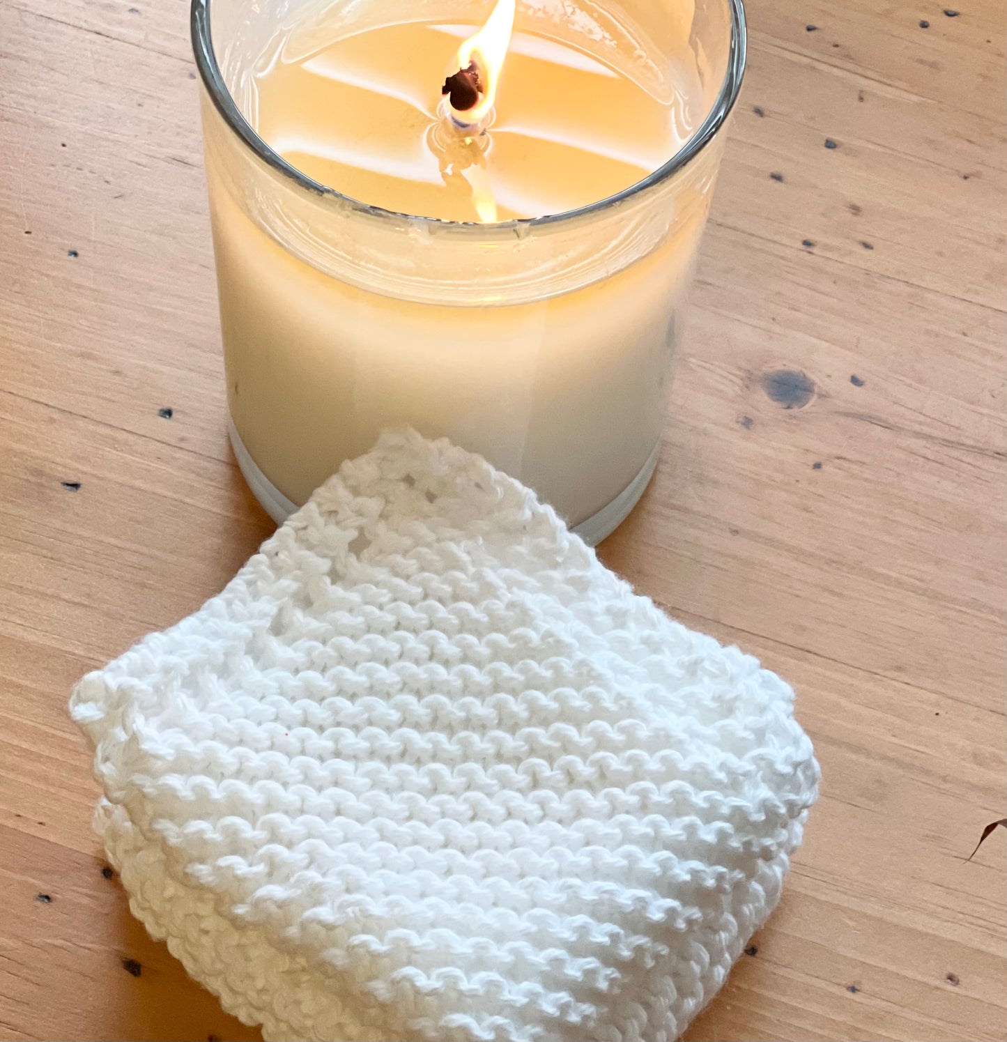 Pure White 100% Cotton Hand Knit Dish Cloth