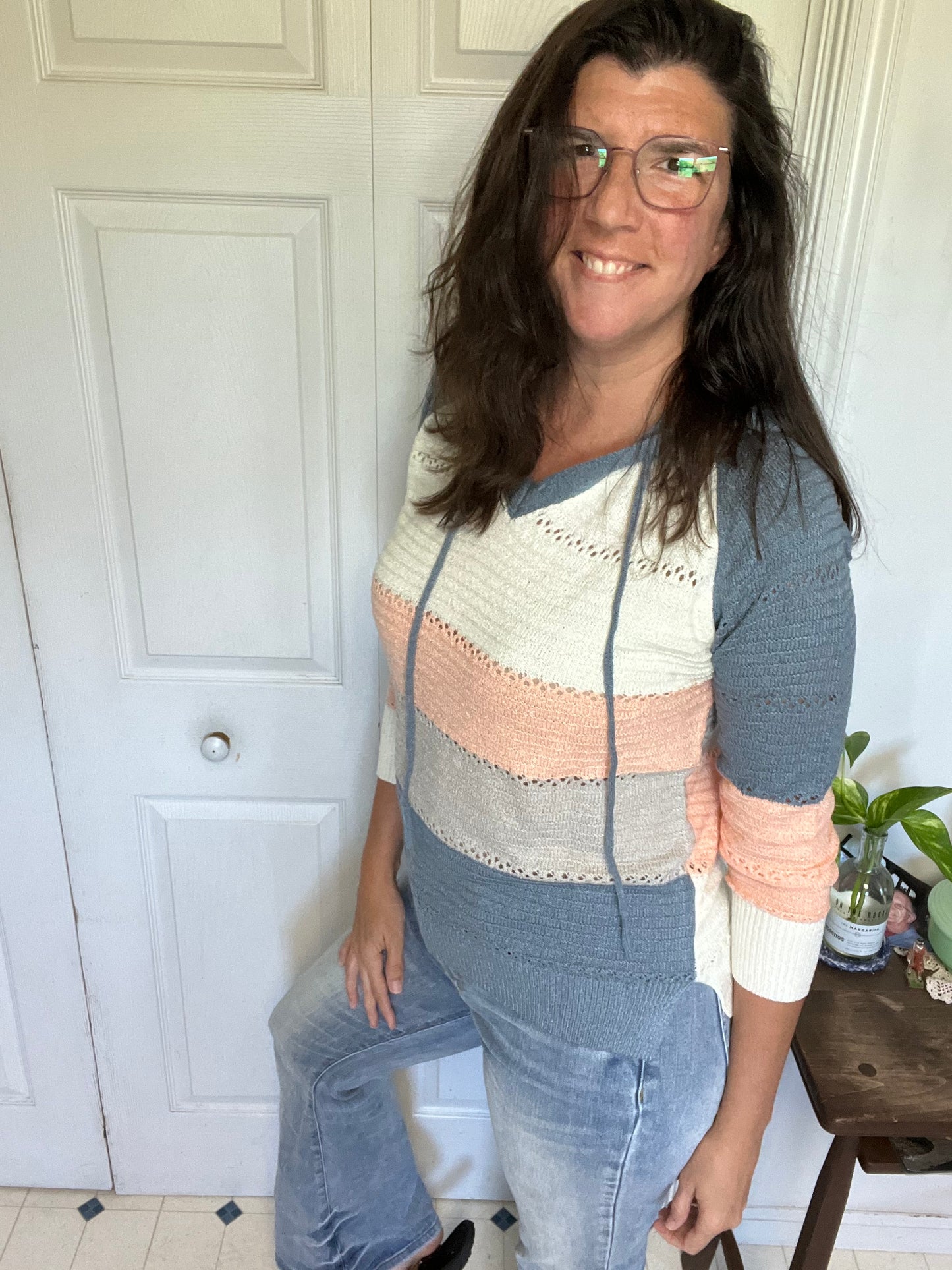 Crochet Color Block Hoodie