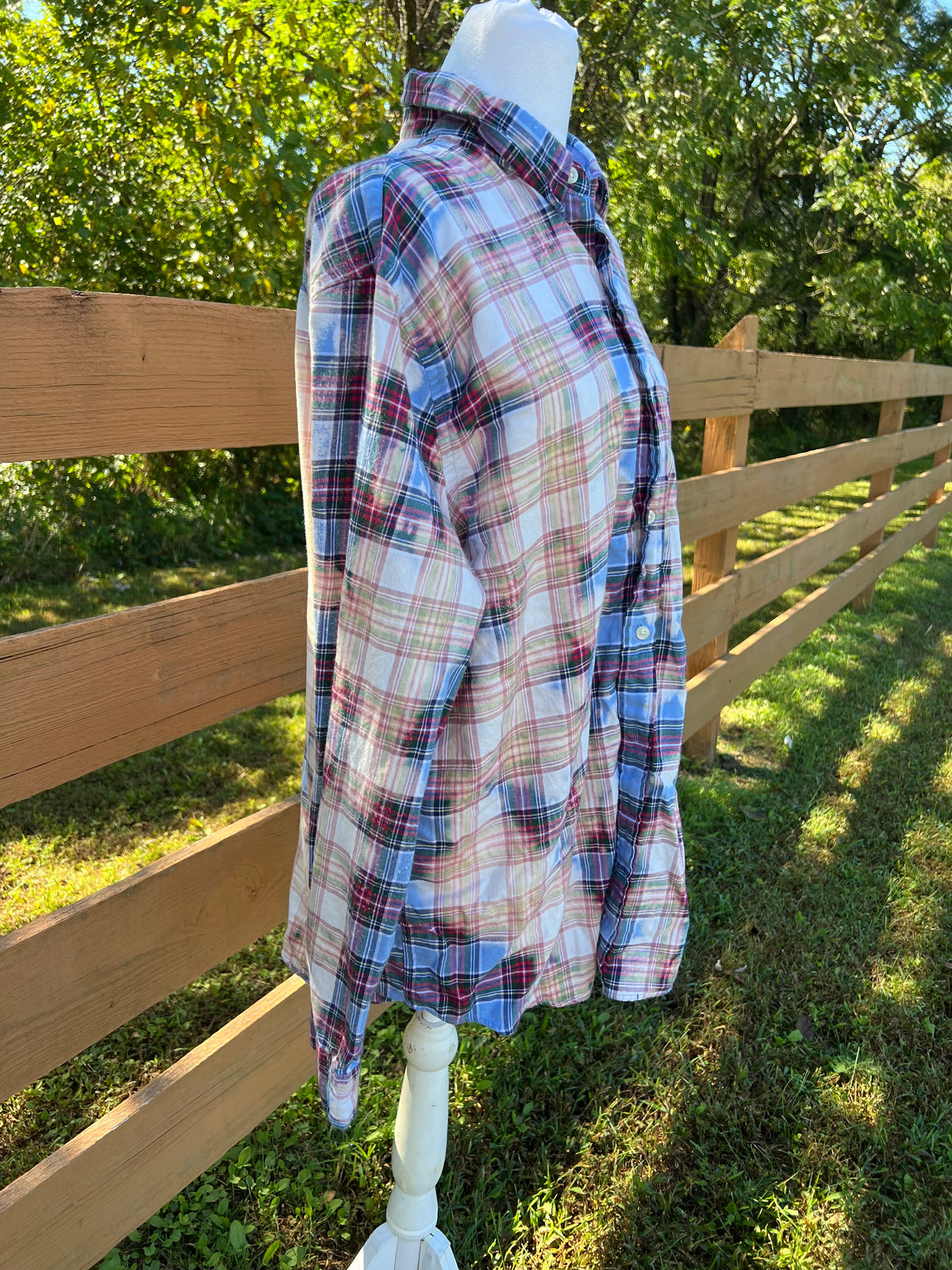 Upcycled Flannel - Motherhood Bleach Art - Men’s Large