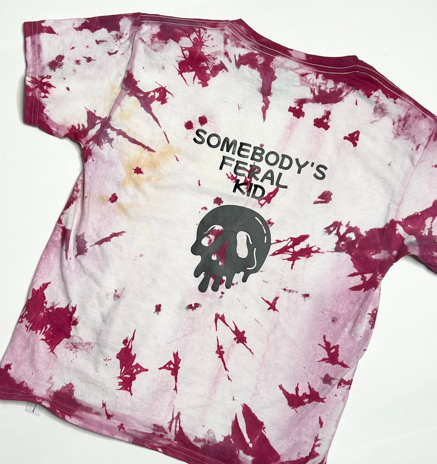 Custom Made Kids Tie Dye T-Shirt - Somebody’s Feral Kid - Double Sided