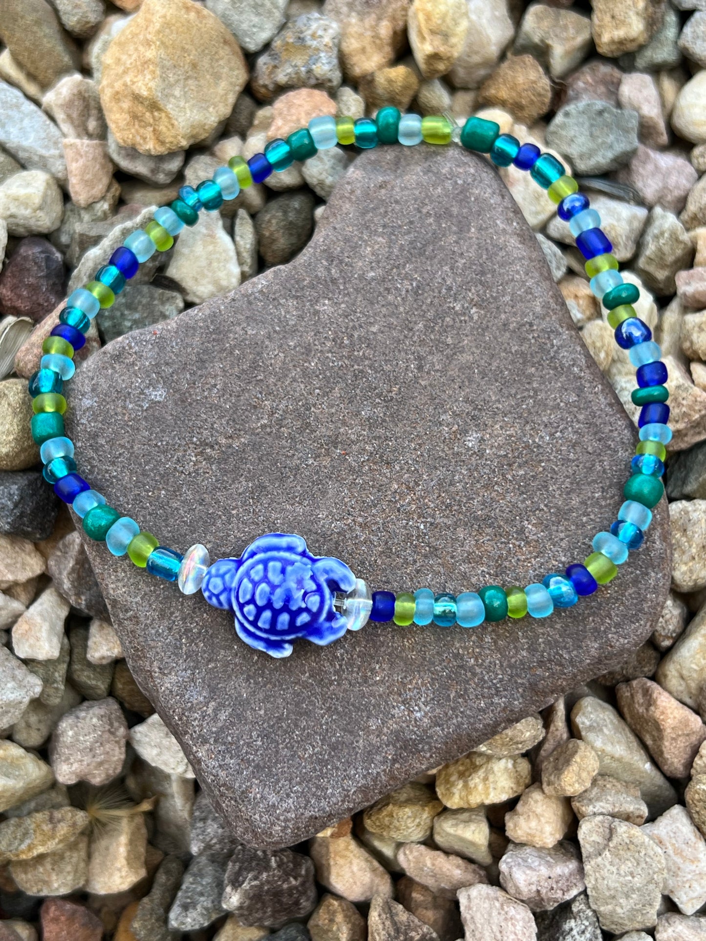 Handmade Ceramic Sea Turtle Anklet - Small