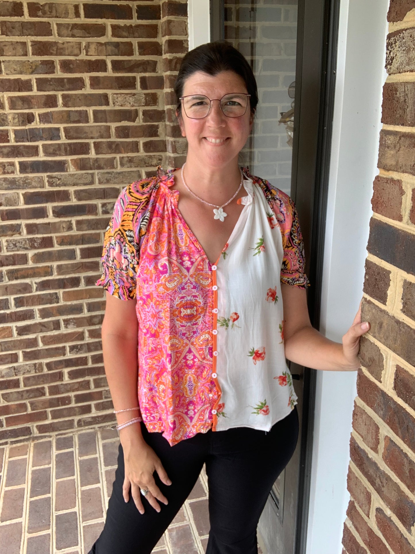 Boho Floral Patchwork Blouse