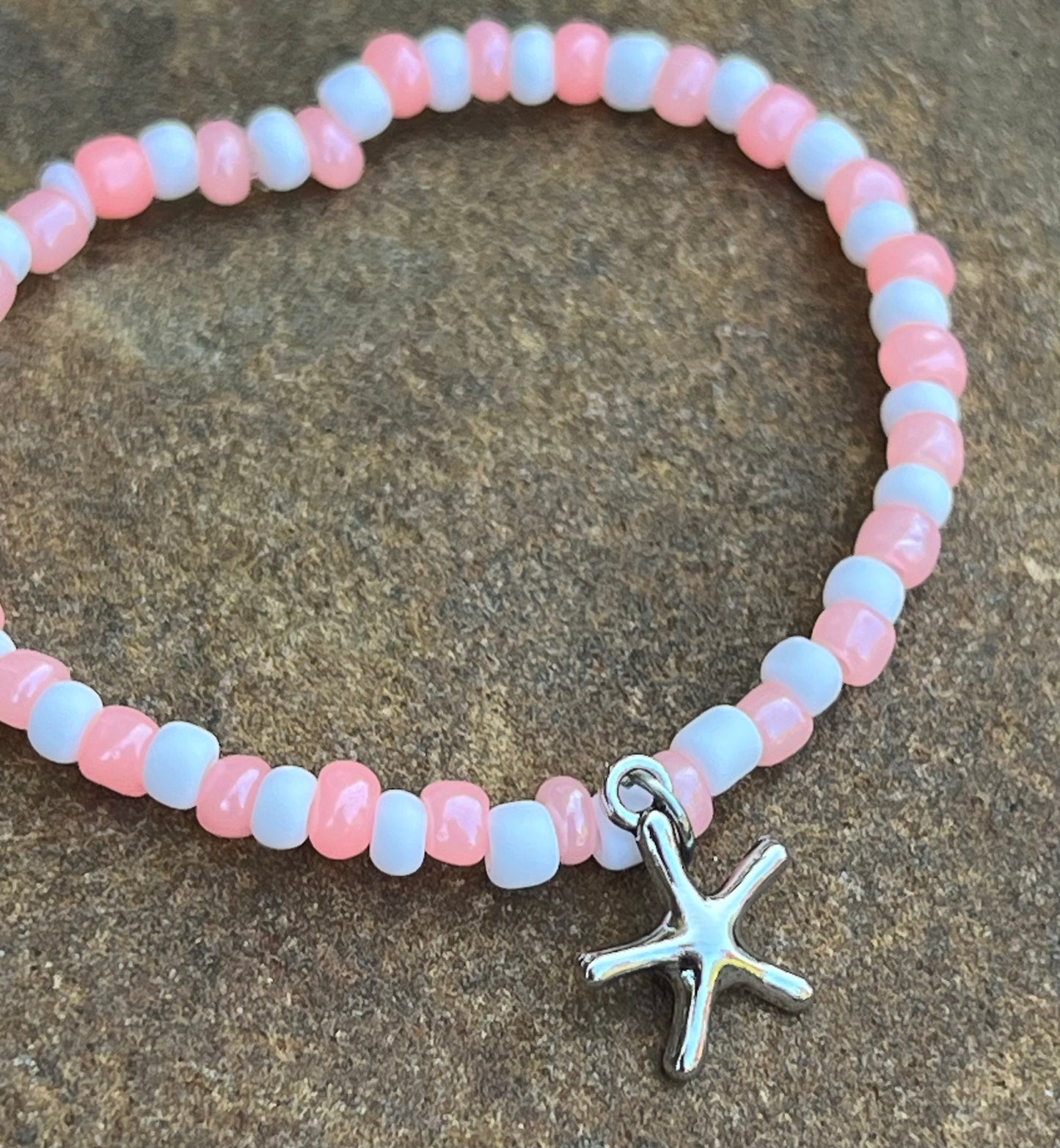 Handmade Pink & White Starfish Anklet/Bracelet