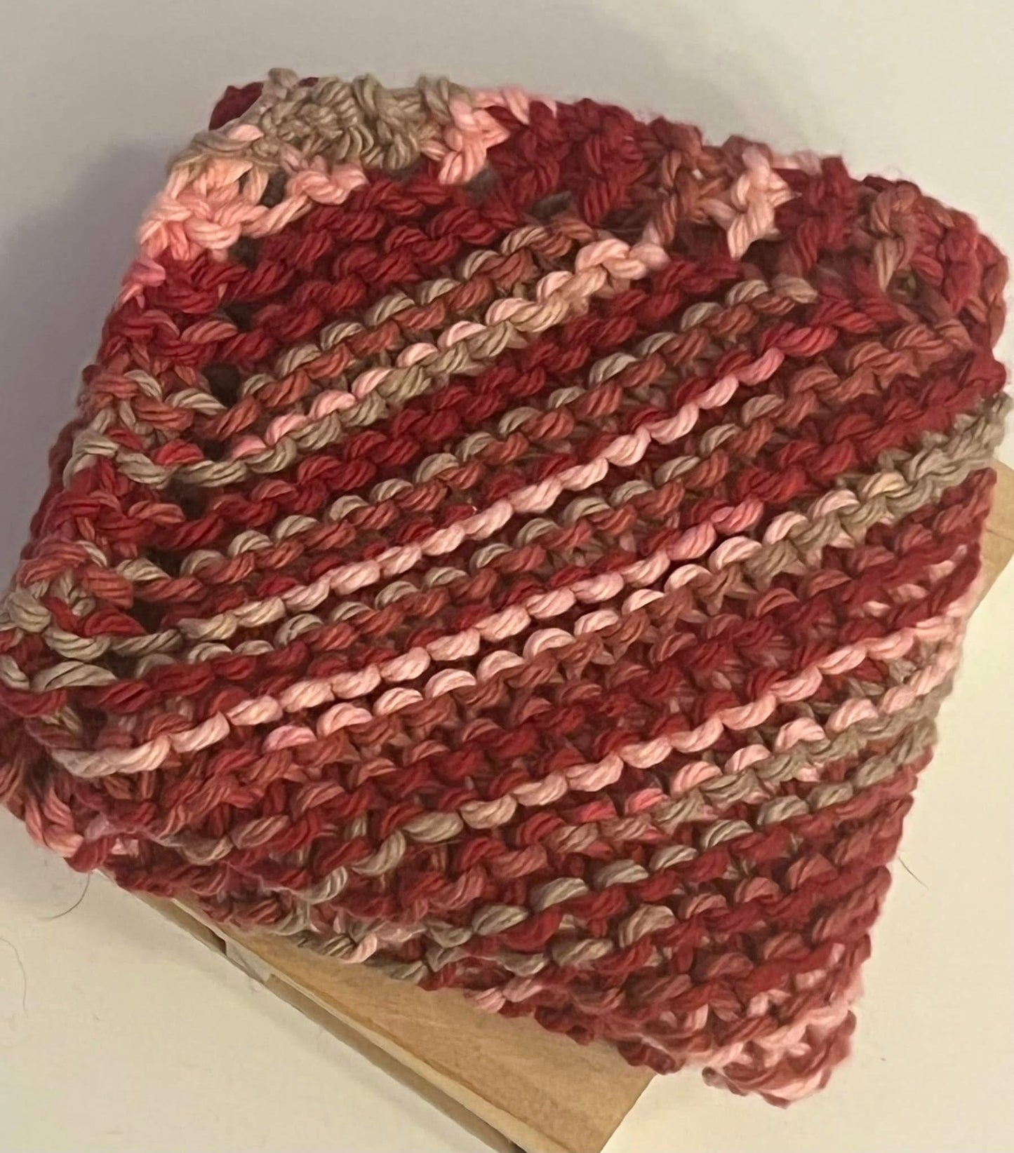 Chocolate Covered Cherries 100% Cotton Hand Knit Dish Cloth