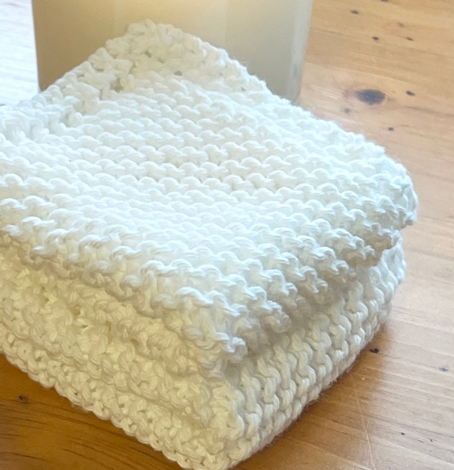 Pure White 100% Cotton Hand Knit Dish Cloth
