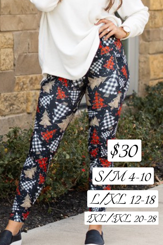 Plaid Christmas Tree Leggings TC