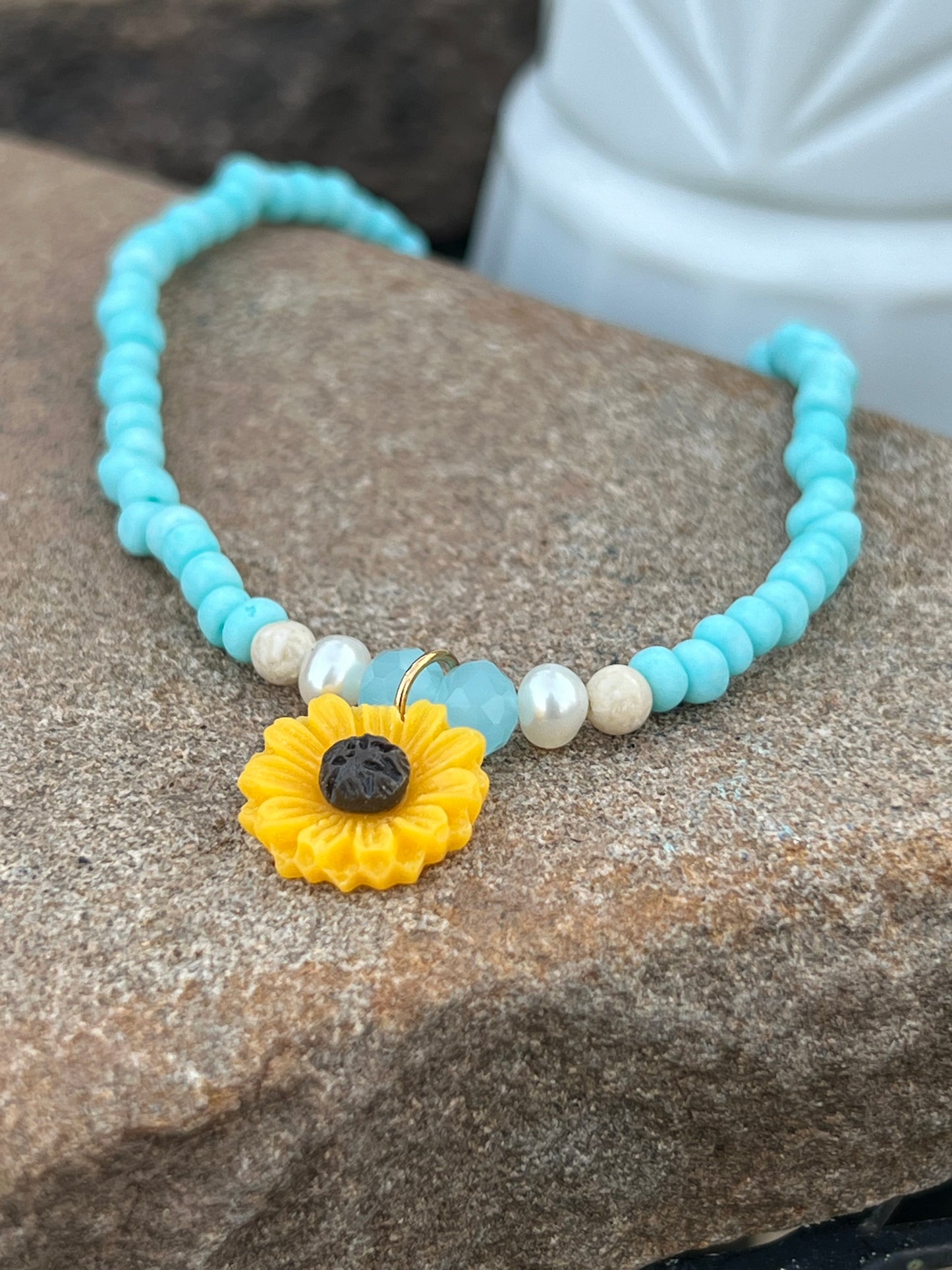 Handmade Sunflower Anklet - Medium