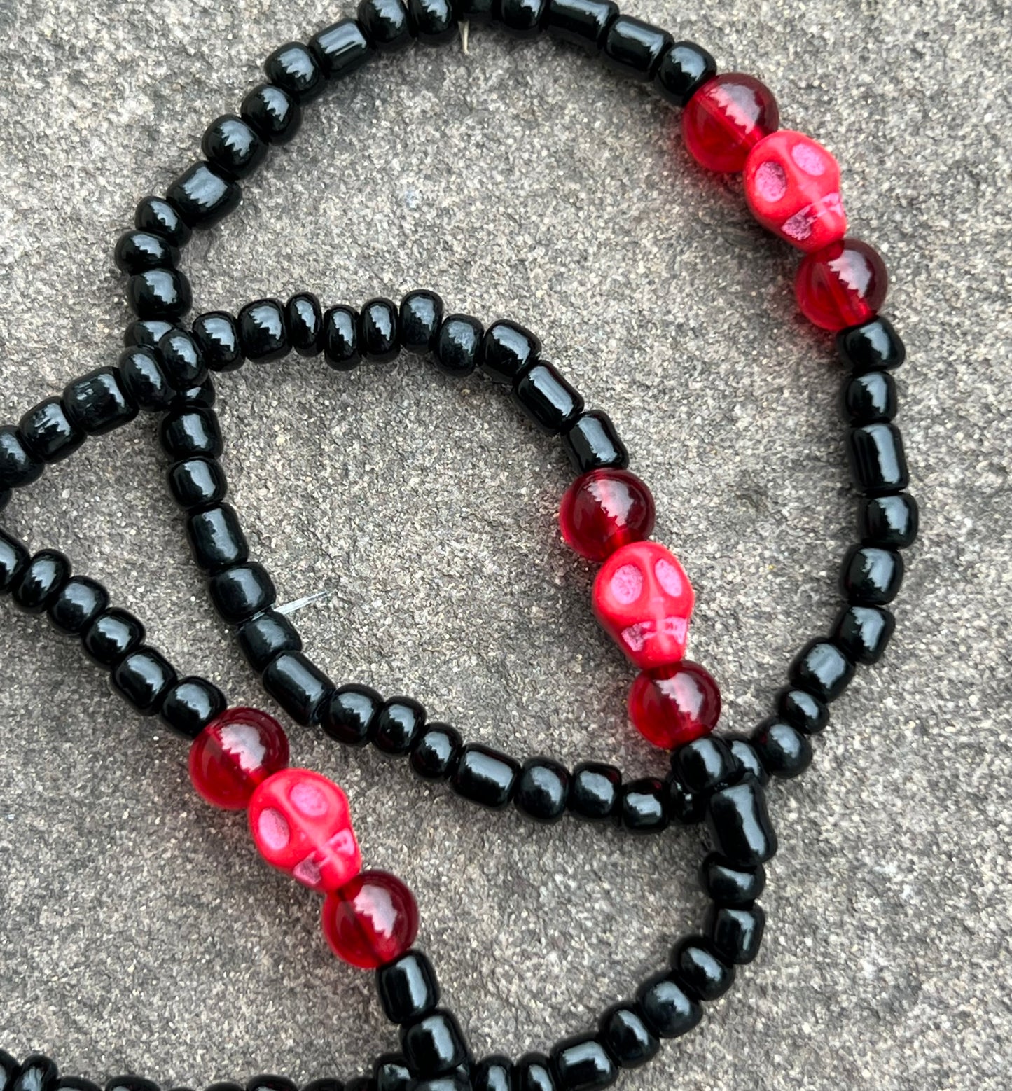 Handmade Red Halloween Skull Anklet/Bracelet