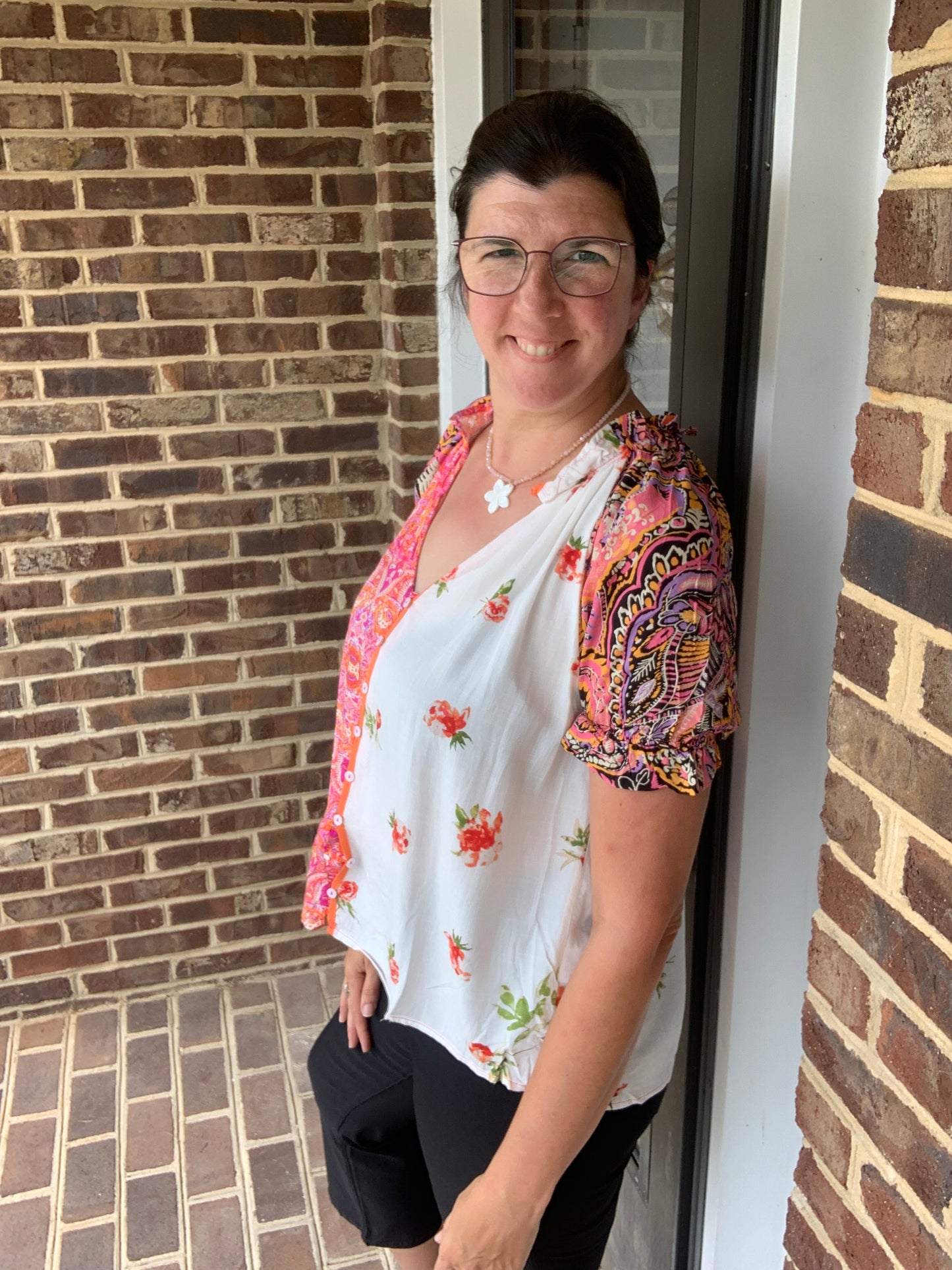 Boho Floral Patchwork Blouse