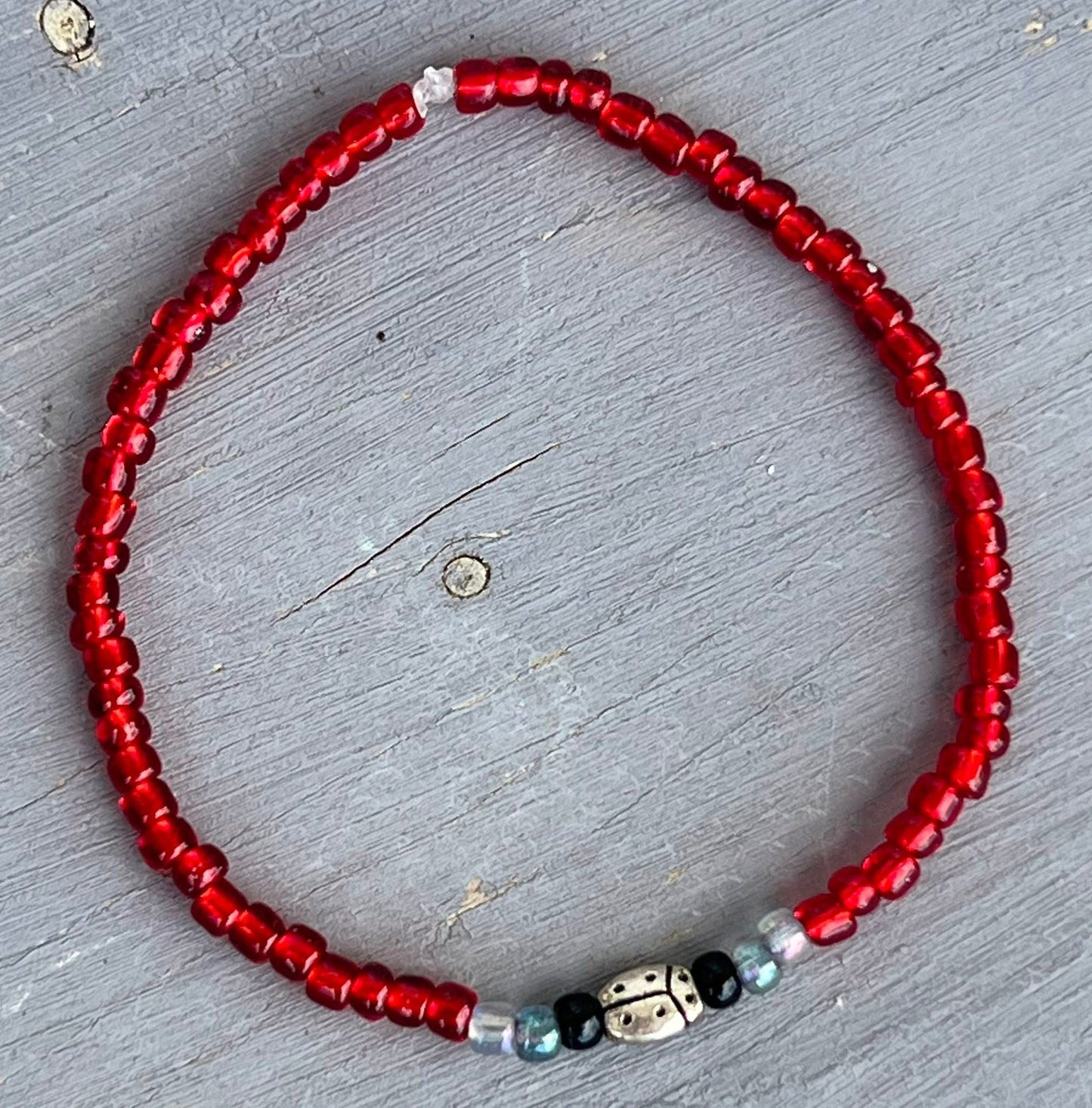 Handmade Dainty Ladybug Anklet - Medium