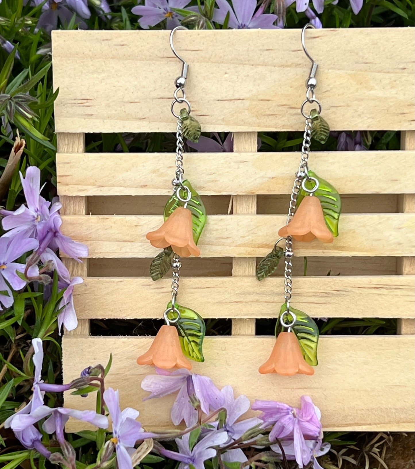 Peach Floral Earrings