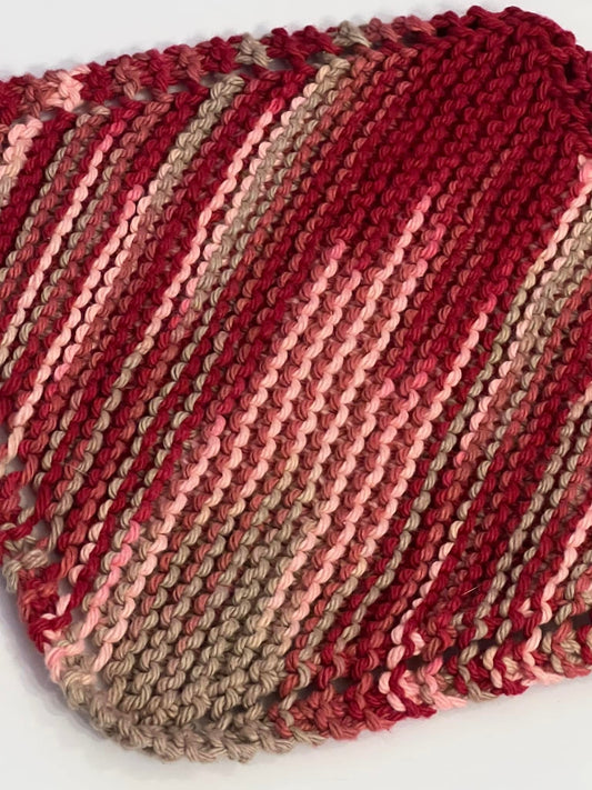 Chocolate Covered Cherries 100% Cotton Hand Knit Dish Cloth